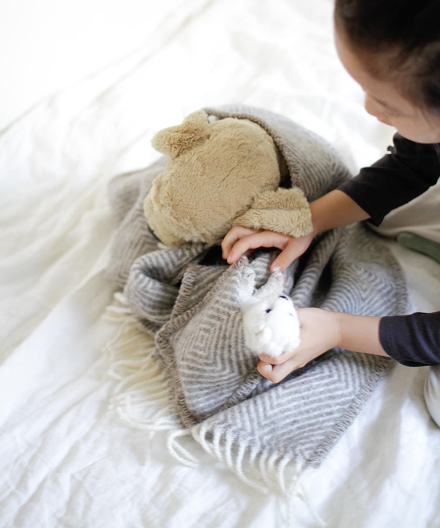 LAPUAN KANKURIT　ポケットショール MARIA KIDS GRY WHITE one