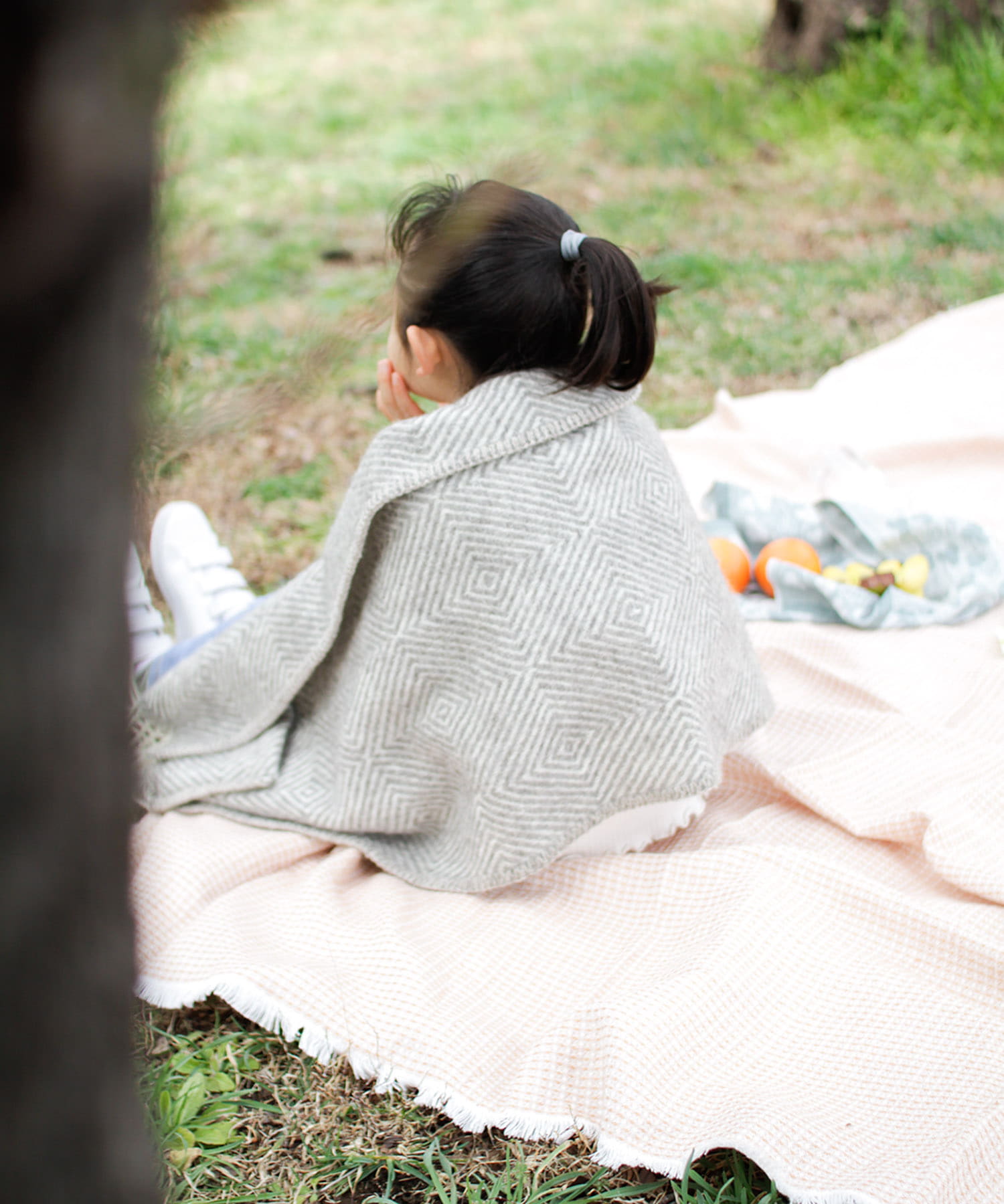 LAPUAN KANKURIT　ポケットショール MARIA KIDS GRY WHITE one