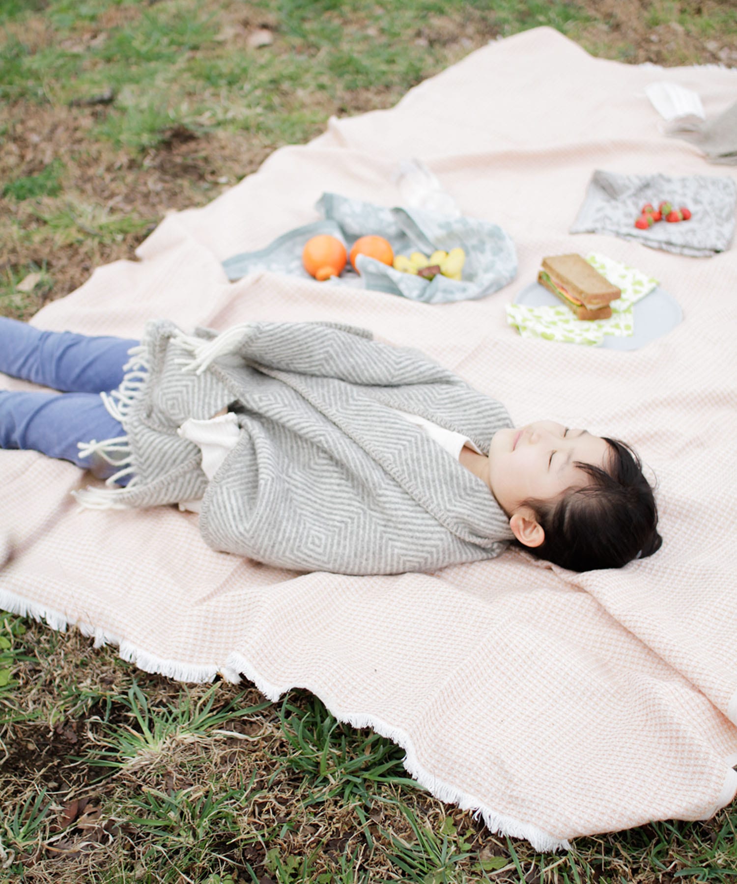 LAPUAN KANKURIT　ポケットショール MARIA KIDS GRY WHITE one