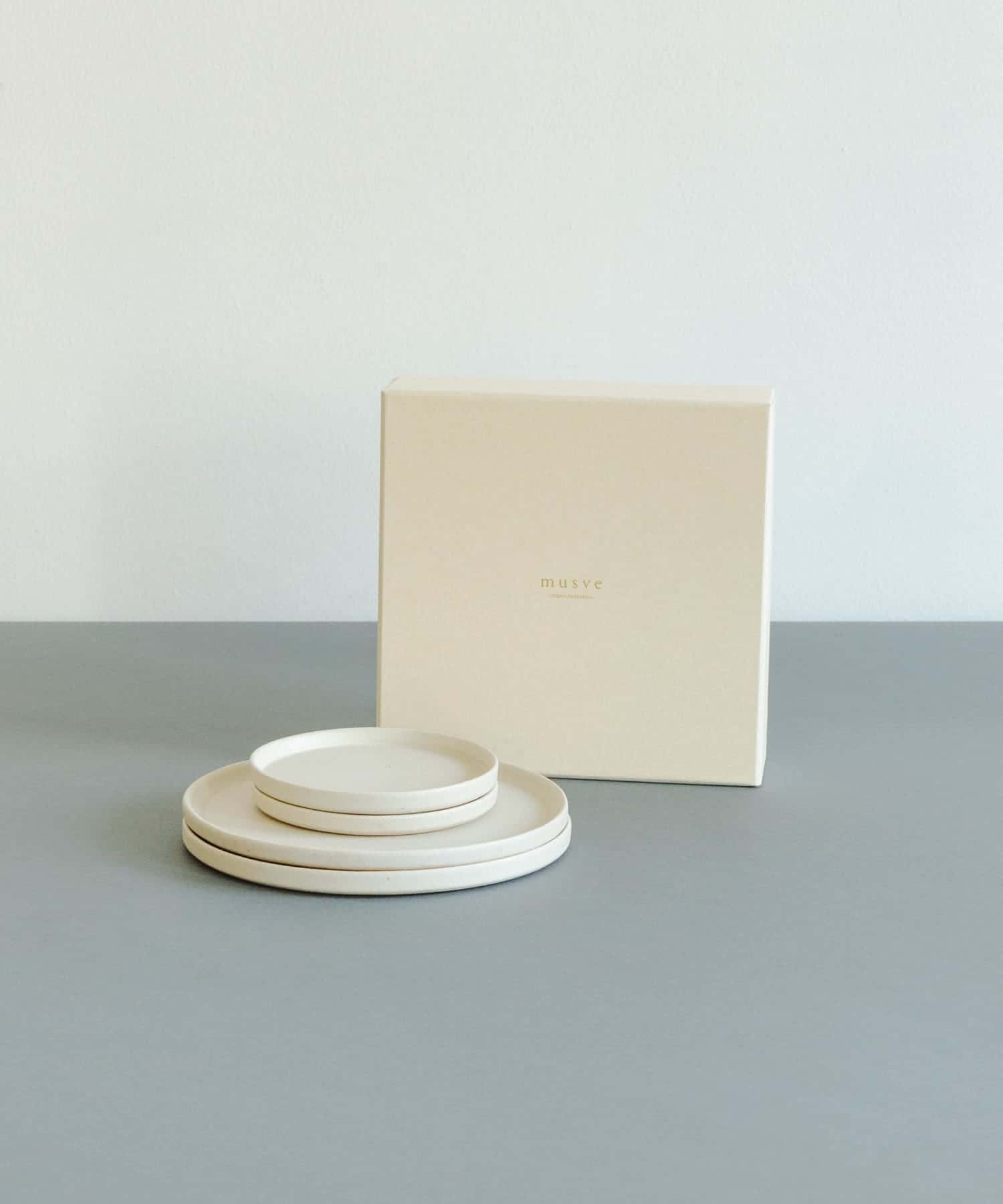 信楽焼 musve plate S+M 4枚セット off white -