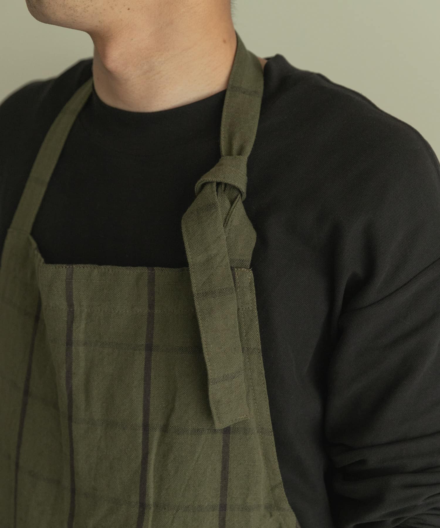 ferm living　HALE YARN-DYED APRON GREEN BLK -