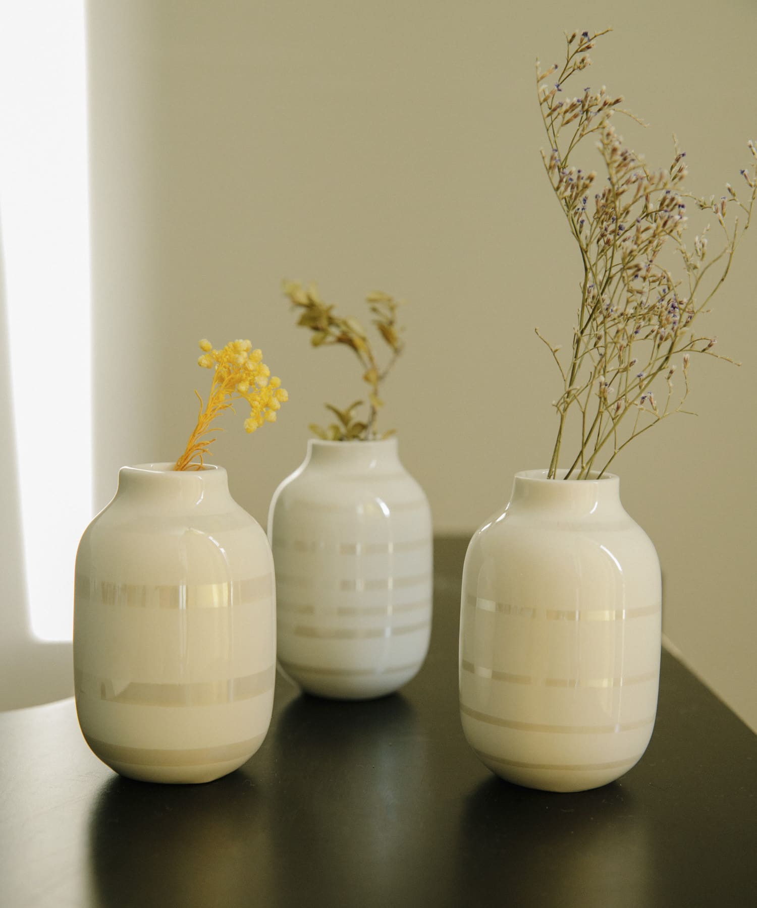 KAHLER　ミニベース3種セット Φ5.5xH8.5cm パール -