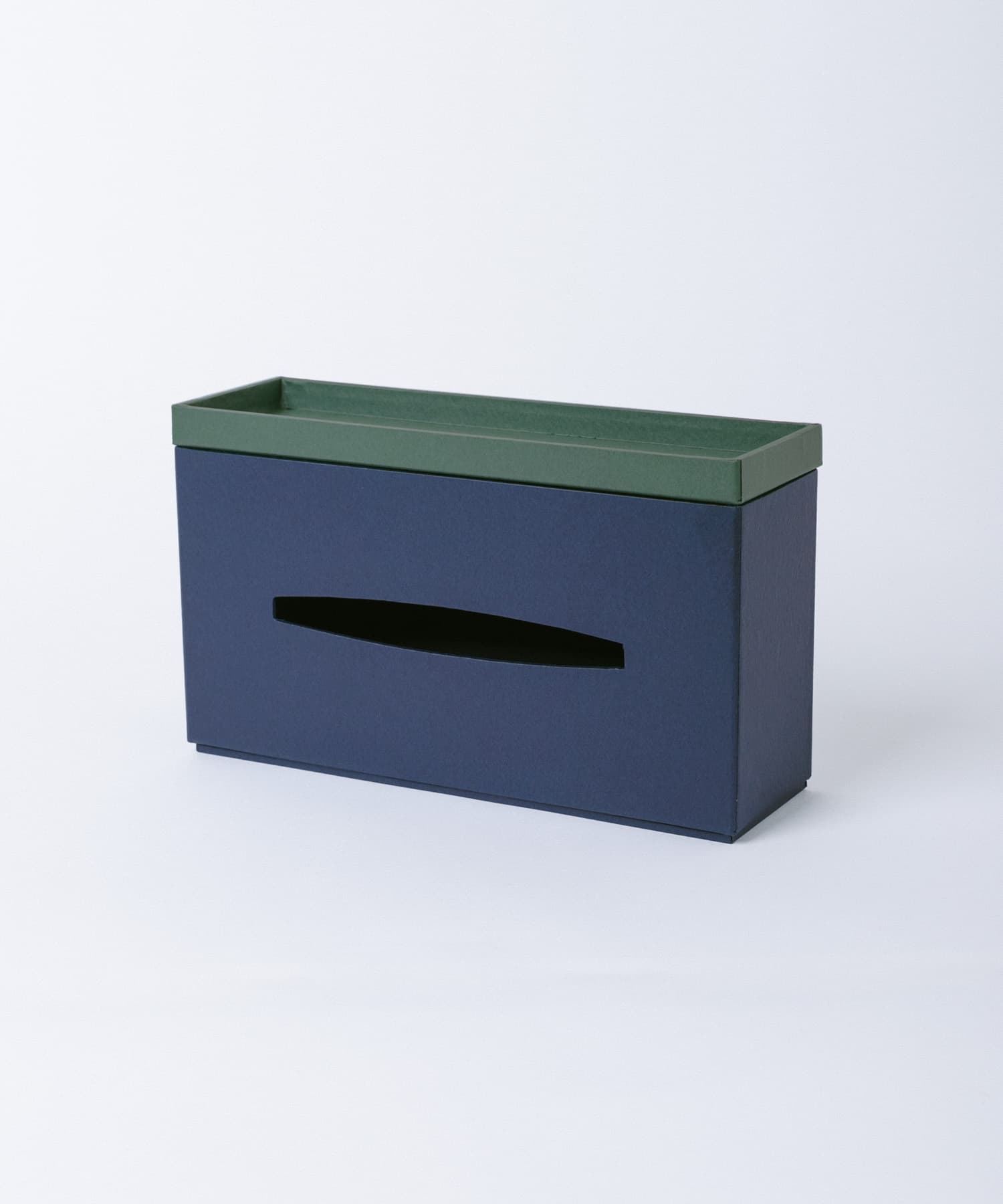 &PAPERS　別注SNEAK SIDE 横型ティッシュケース NAVY GREEN -