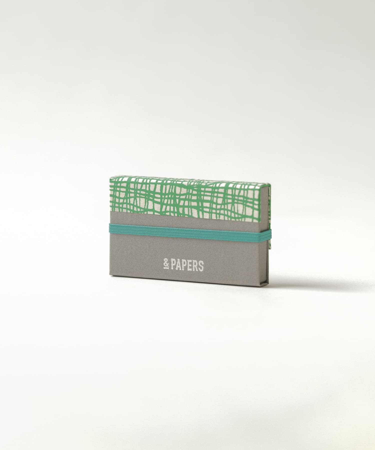 &PAPERS　別注TRI CARD CASE grid green -
