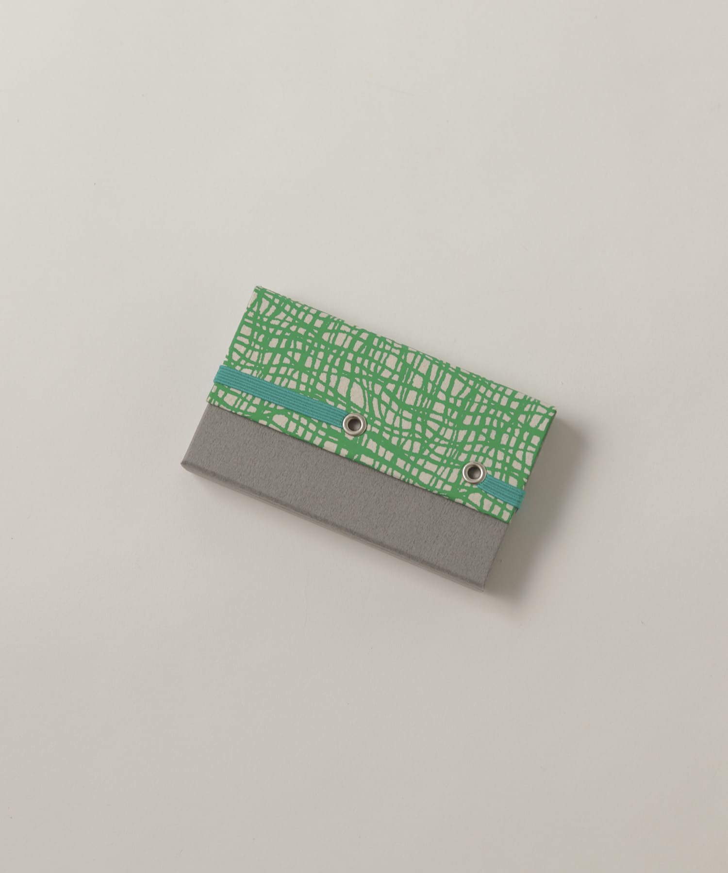 &PAPERS　別注TRI CARD CASE grid green -