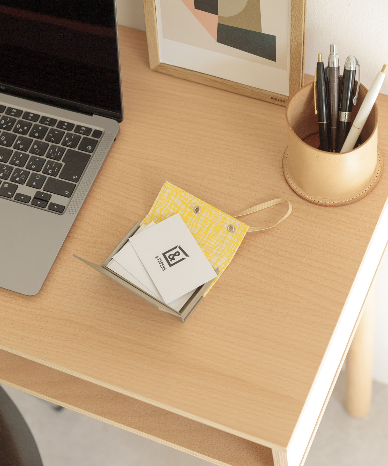 &PAPERS　別注TRI CARD CASE gridyellow -
