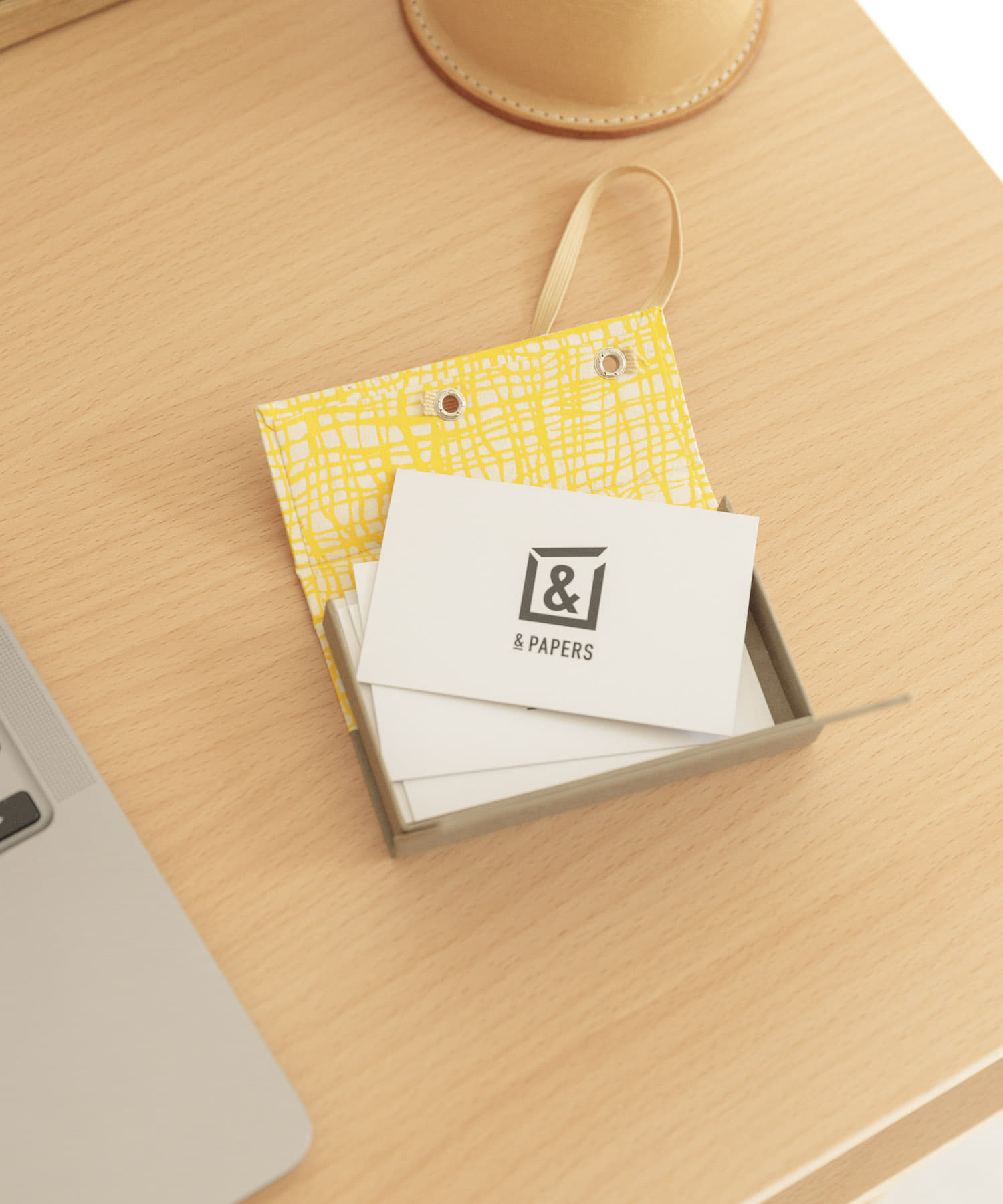 &PAPERS　別注TRI CARD CASE gridyellow -