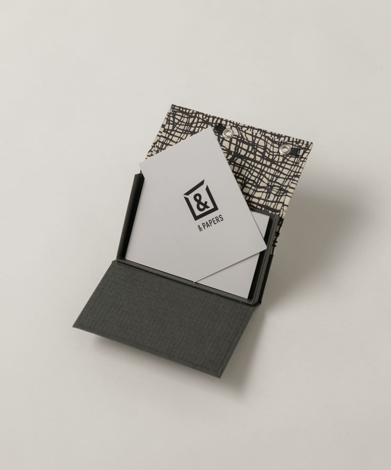 &PAPERS　別注TRI CARD CASE grid black -