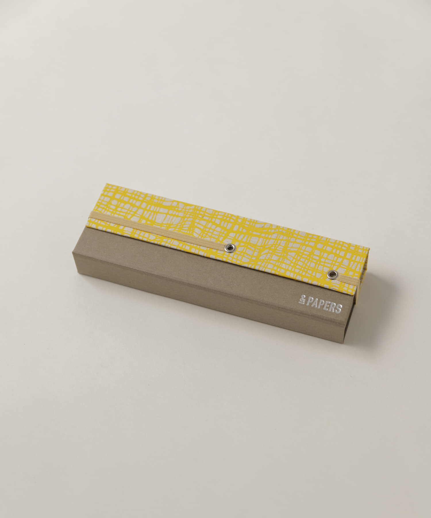 &PAPERS　別注TRI PEN CASE gridyellow -