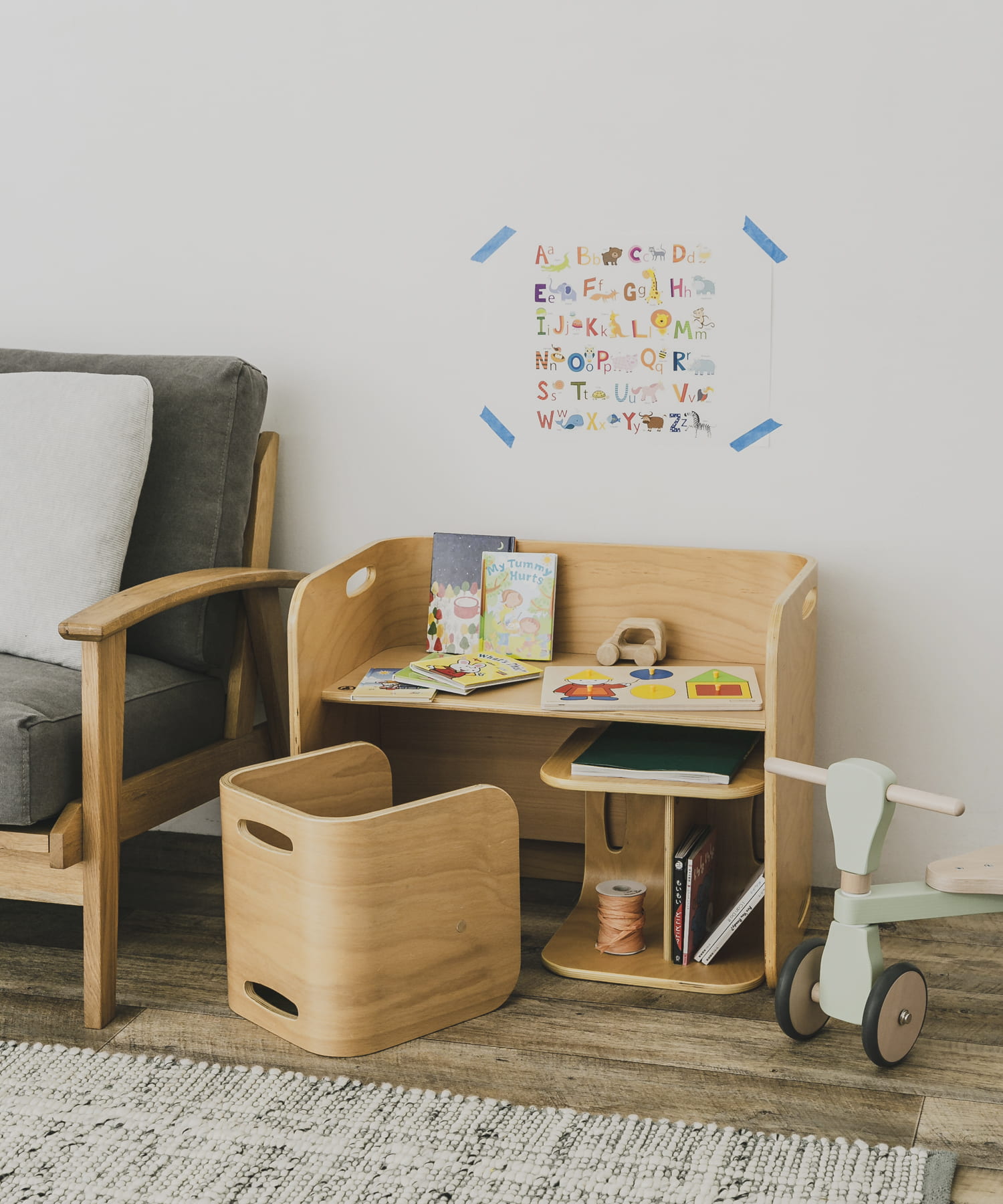 HOPPL　ファーストウッディバイク シーグリーン -