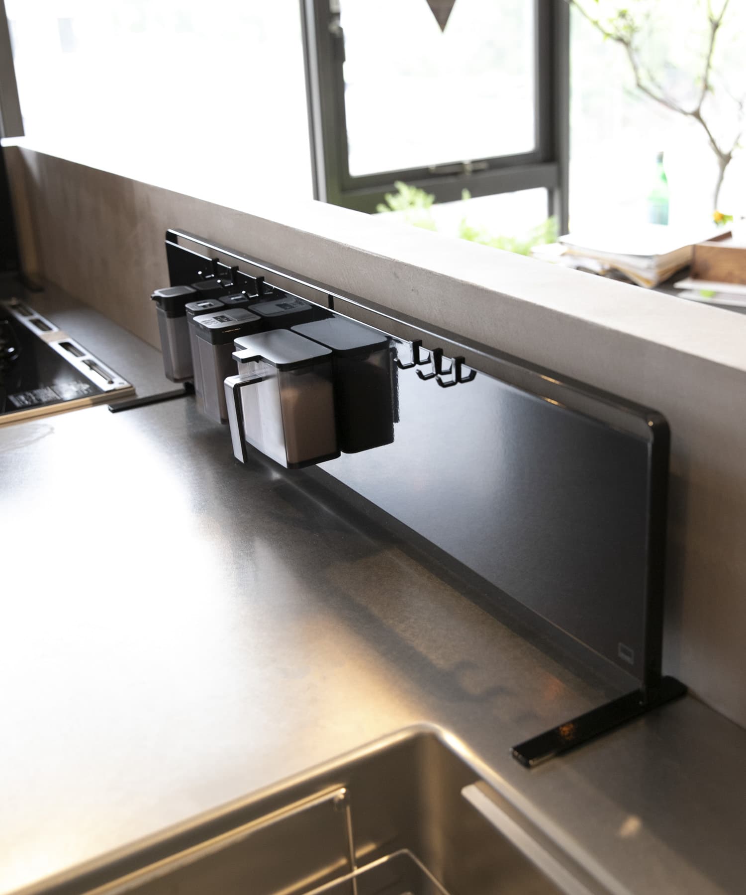 tower　キッチン自立式スチールパネル 横型 ブラック -