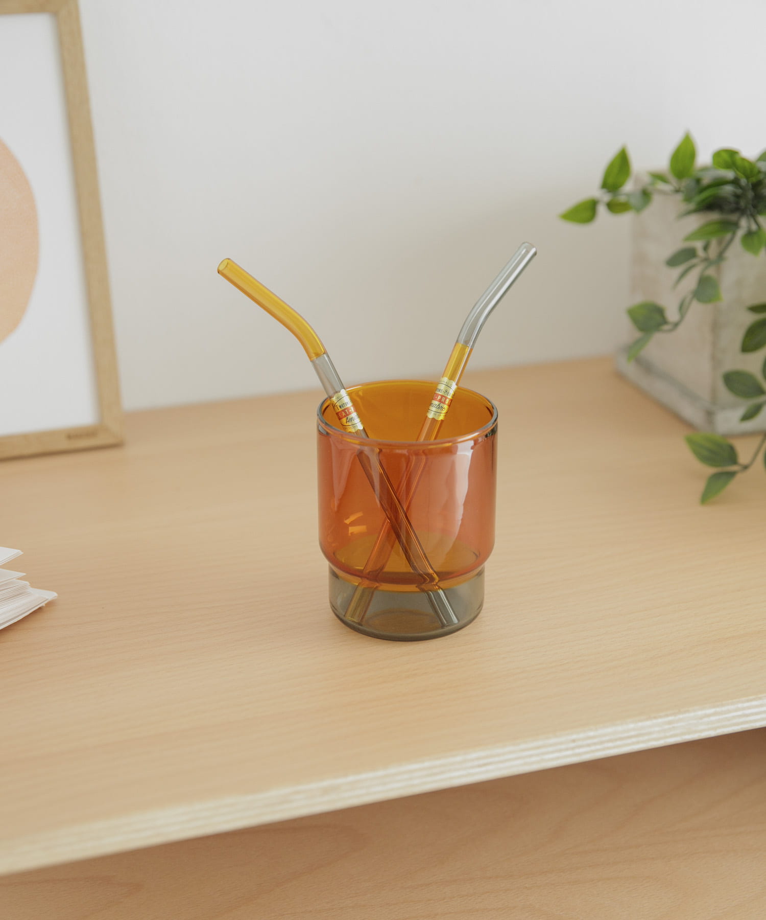 amabro　TWO TONE GLASS STRAW GrayxAmber -