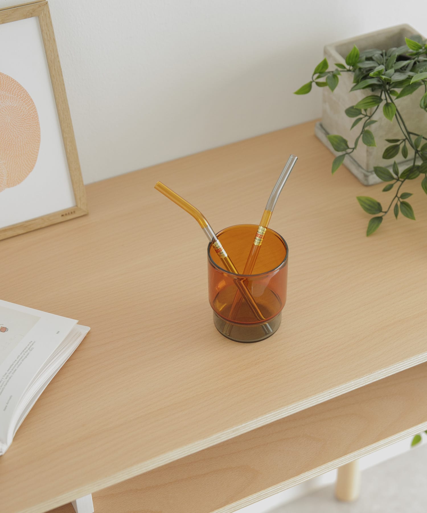amabro　TWO TONE GLASS STRAW GrayxAmber -