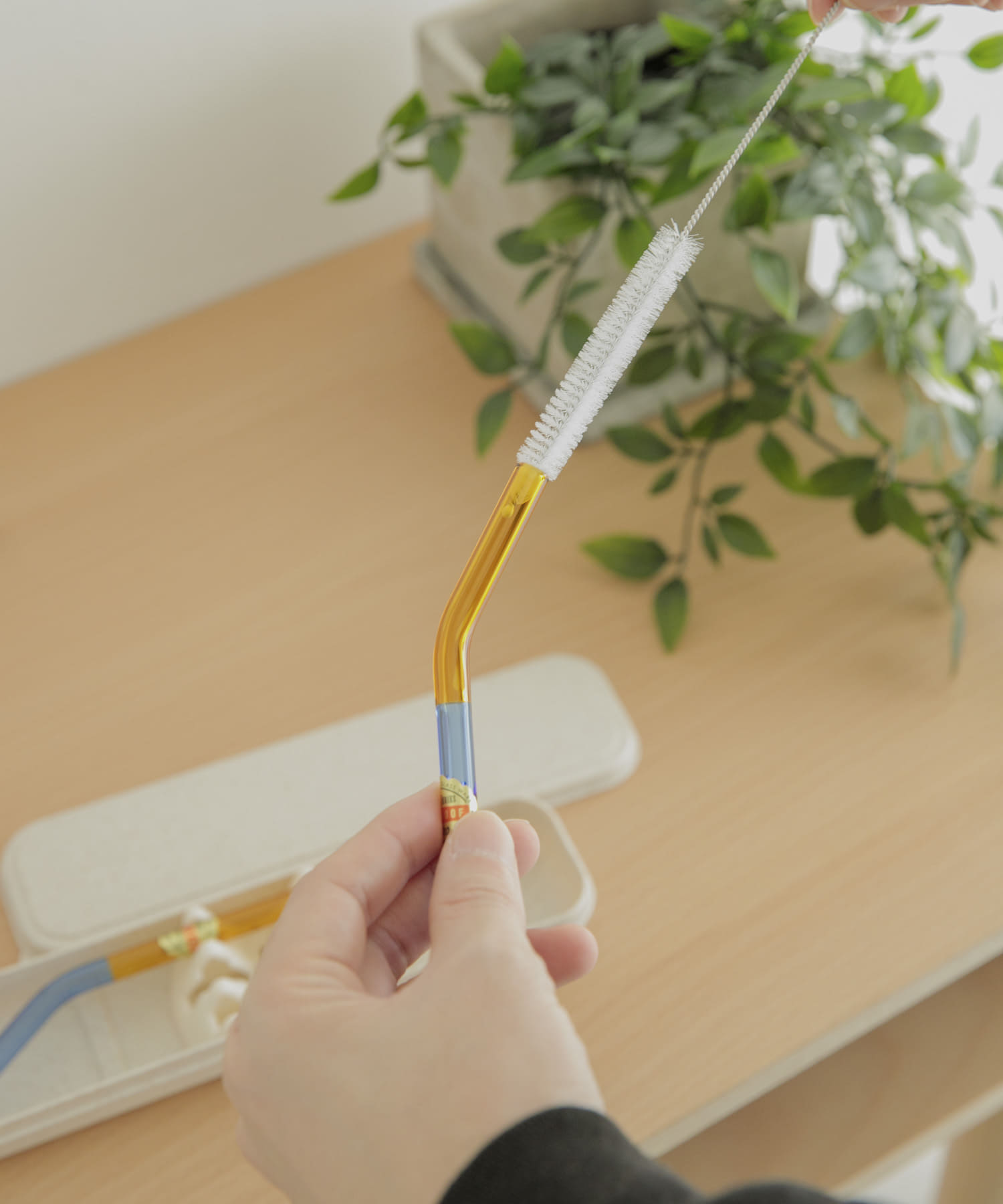 amabro　TWO TONE GLASS STRAW GrayxAmber -