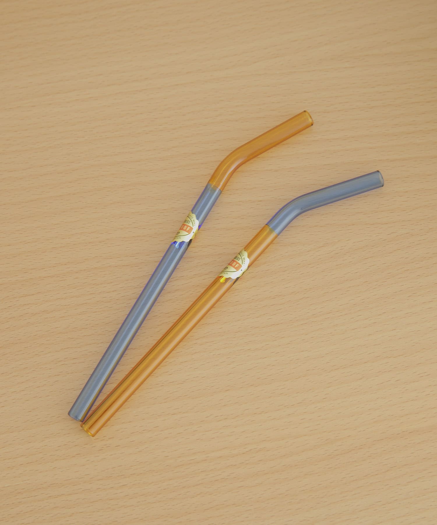 amabro　TWO TONE GLASS STRAW AmberxBlue -