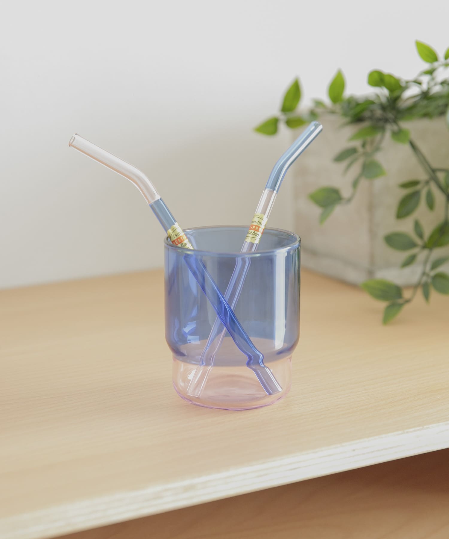 amabro　TWO TONE GLASS STRAW BluexPink -