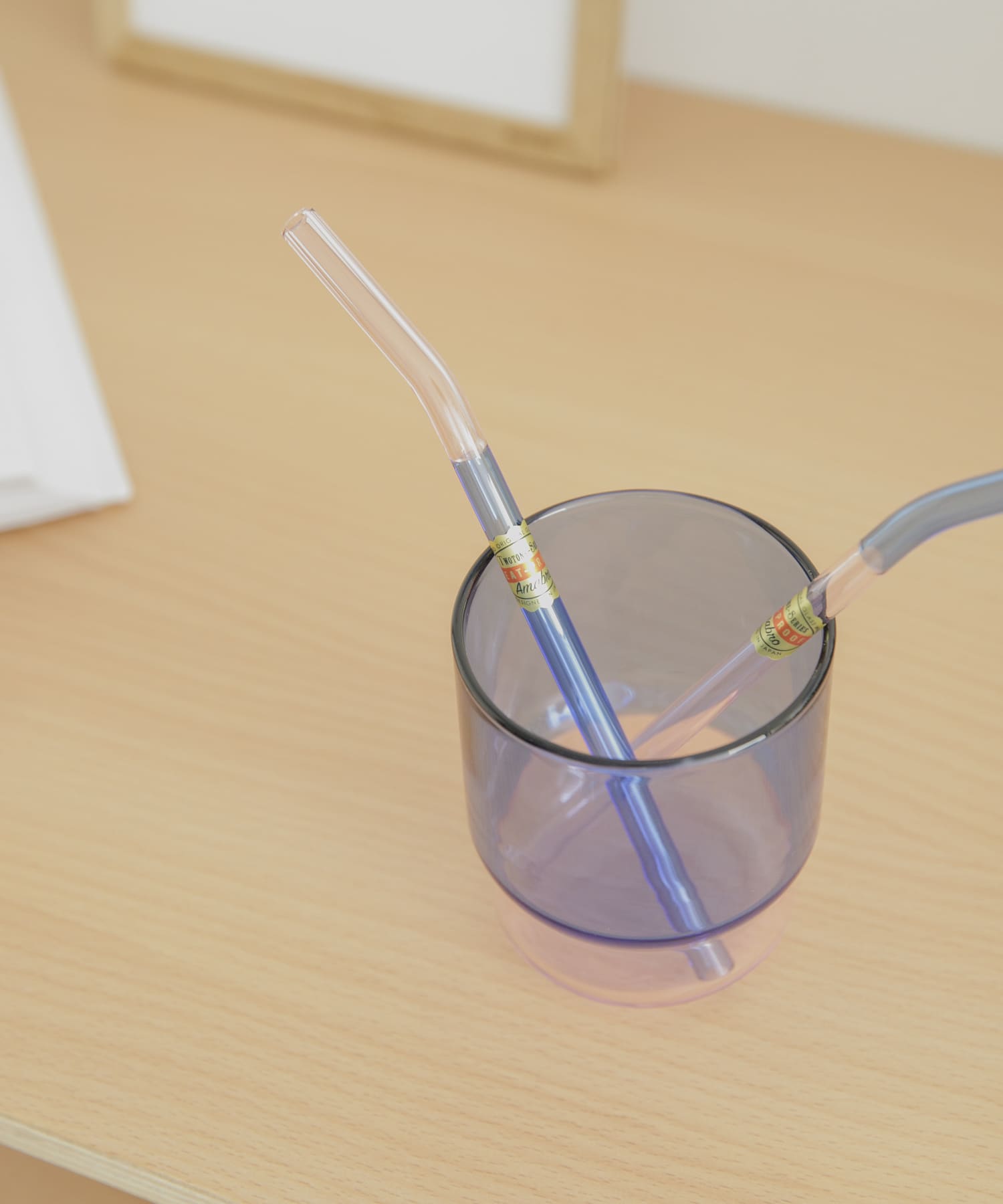 amabro　TWO TONE GLASS STRAW BluexPink -