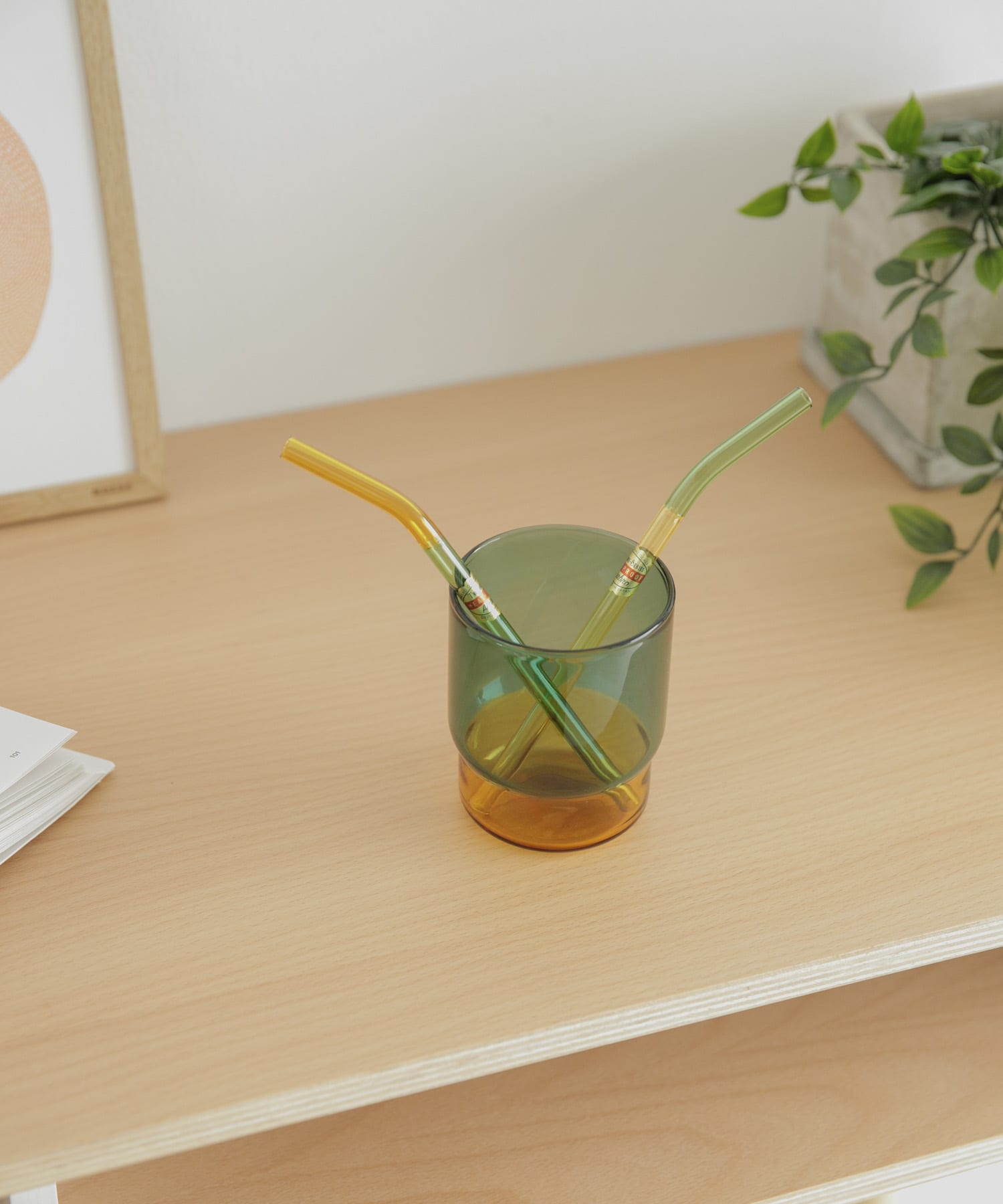 amabro　TWO TONE GLASS STRAW YellowxGrn -