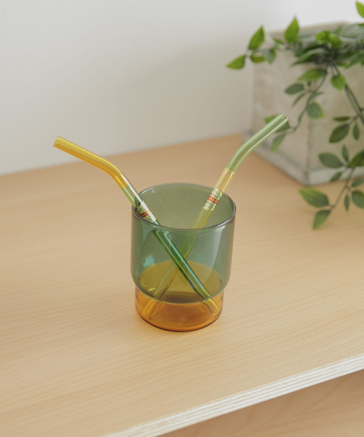 amabro　TWO TONE GLASS STRAW YellowxGrn -