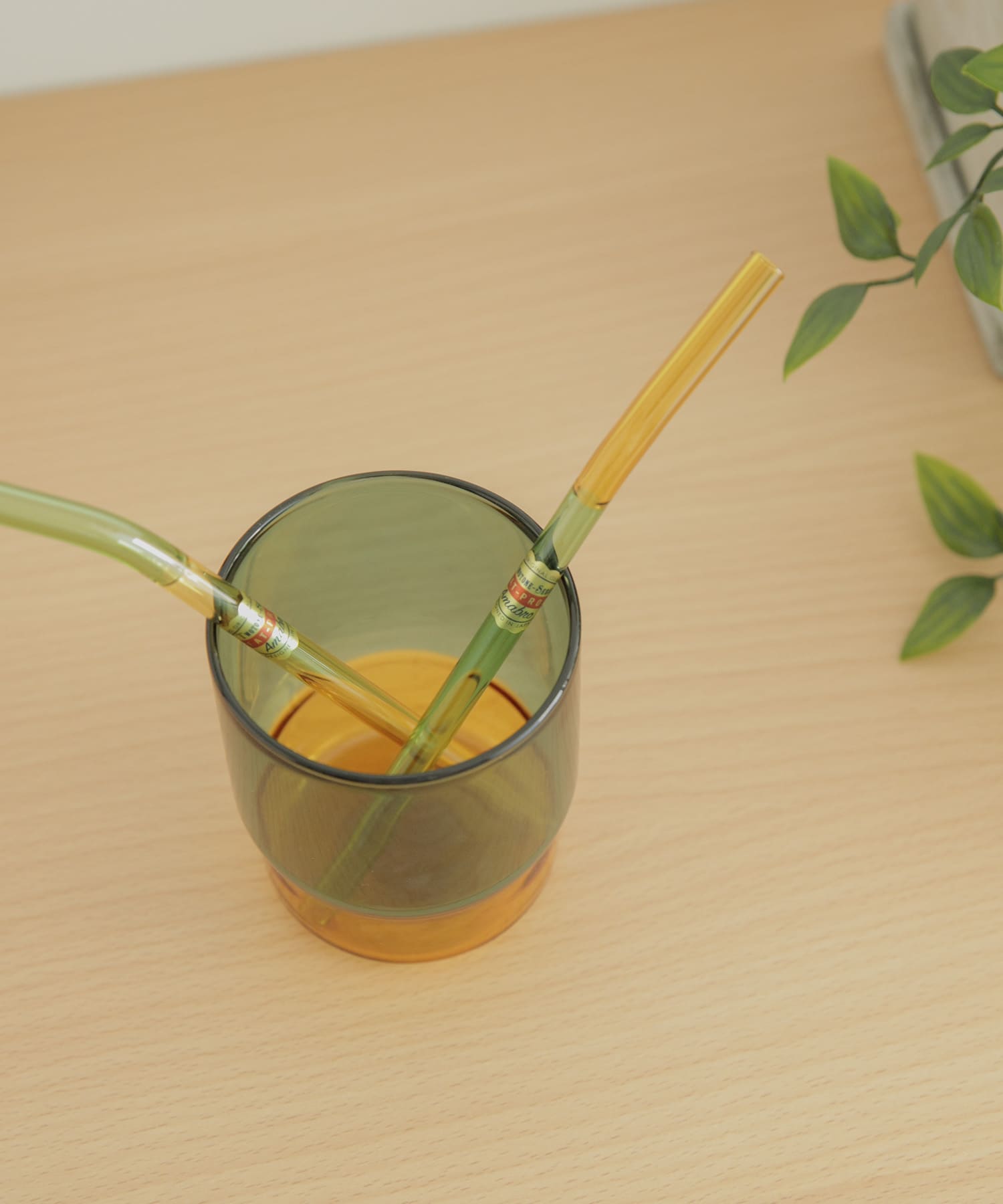 amabro　TWO TONE GLASS STRAW YellowxGrn -