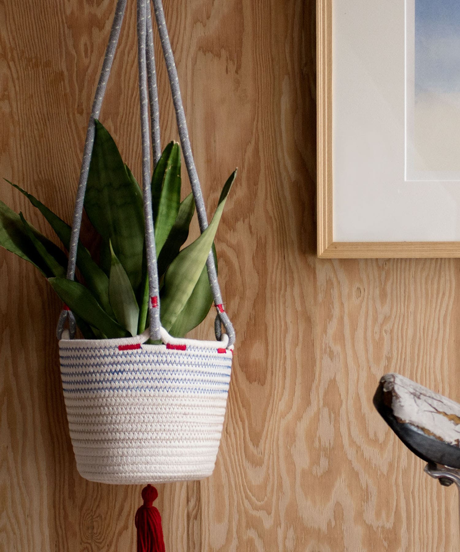 amabro　COTTON HANGING BASKET BL -