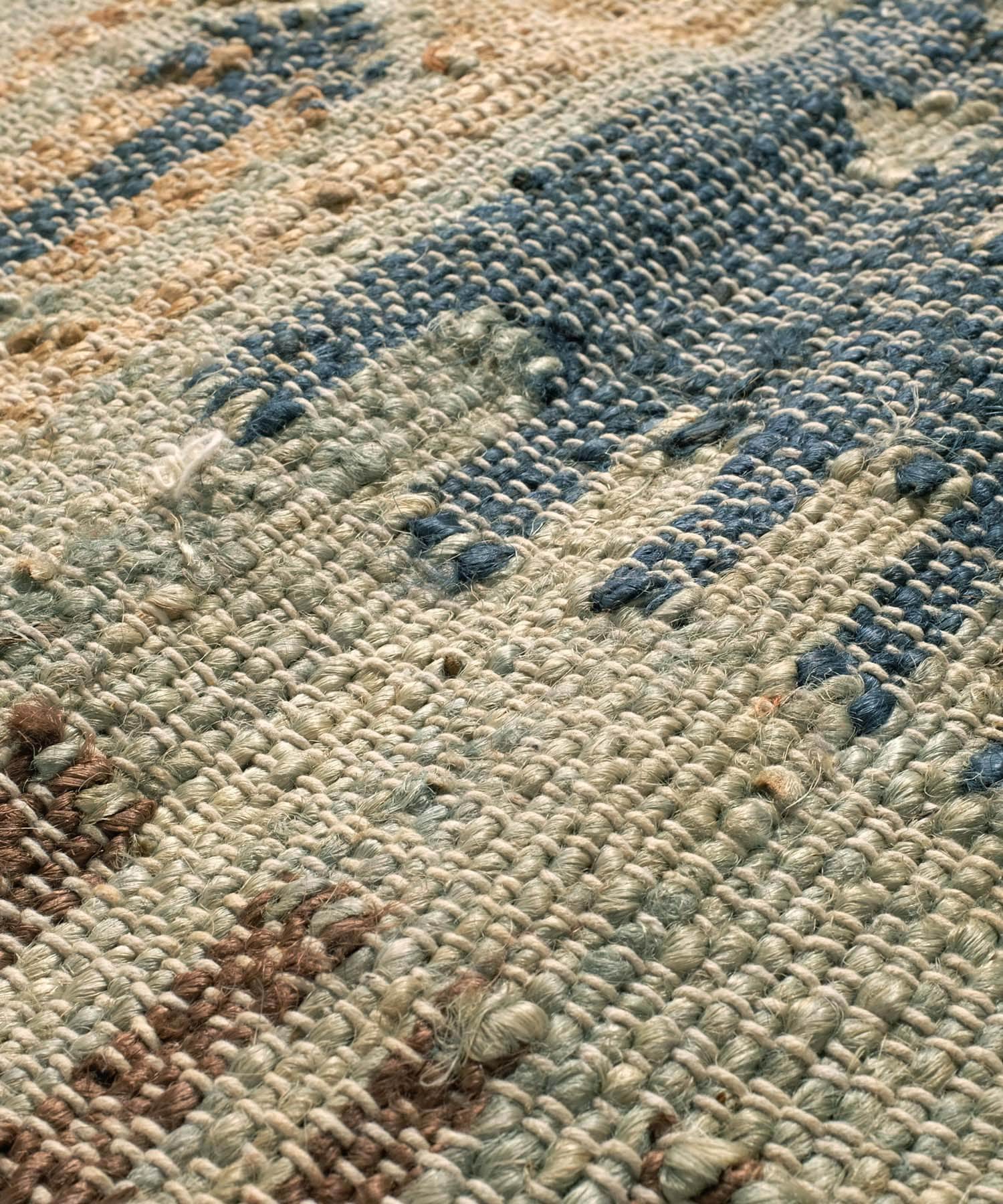 RugRu　NORA ラグ140×200cm BLUE MIX -