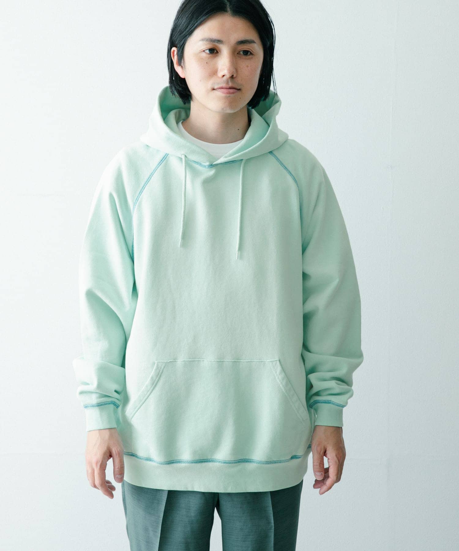 SCREEN STARS　日焼け加工 カラースウェットパーカー BLU L