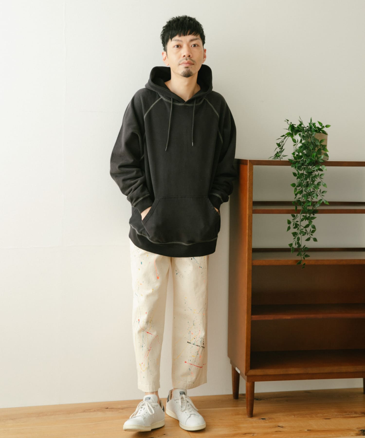 SCREEN STARS　日焼け加工 カラースウェットパーカー BLK M
