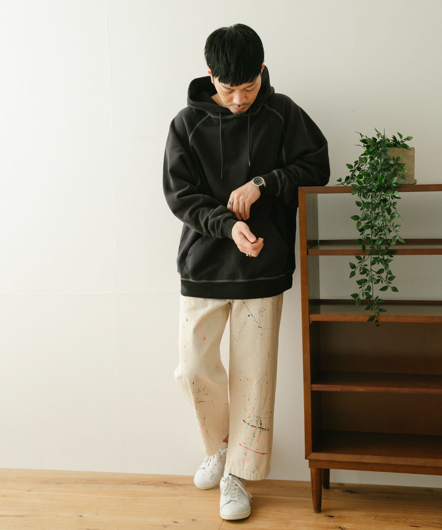 SCREEN STARS　日焼け加工 カラースウェットパーカー BLK M