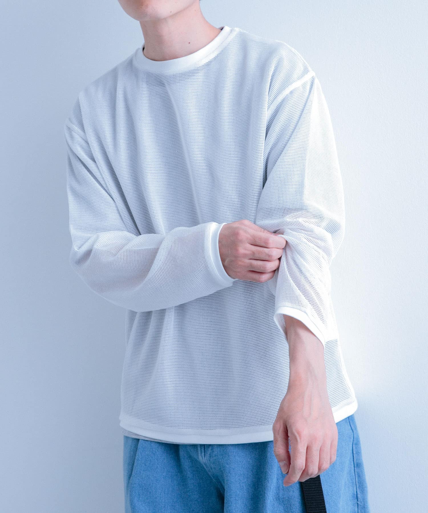メッシュトップス+Tシャツ レイヤードセット