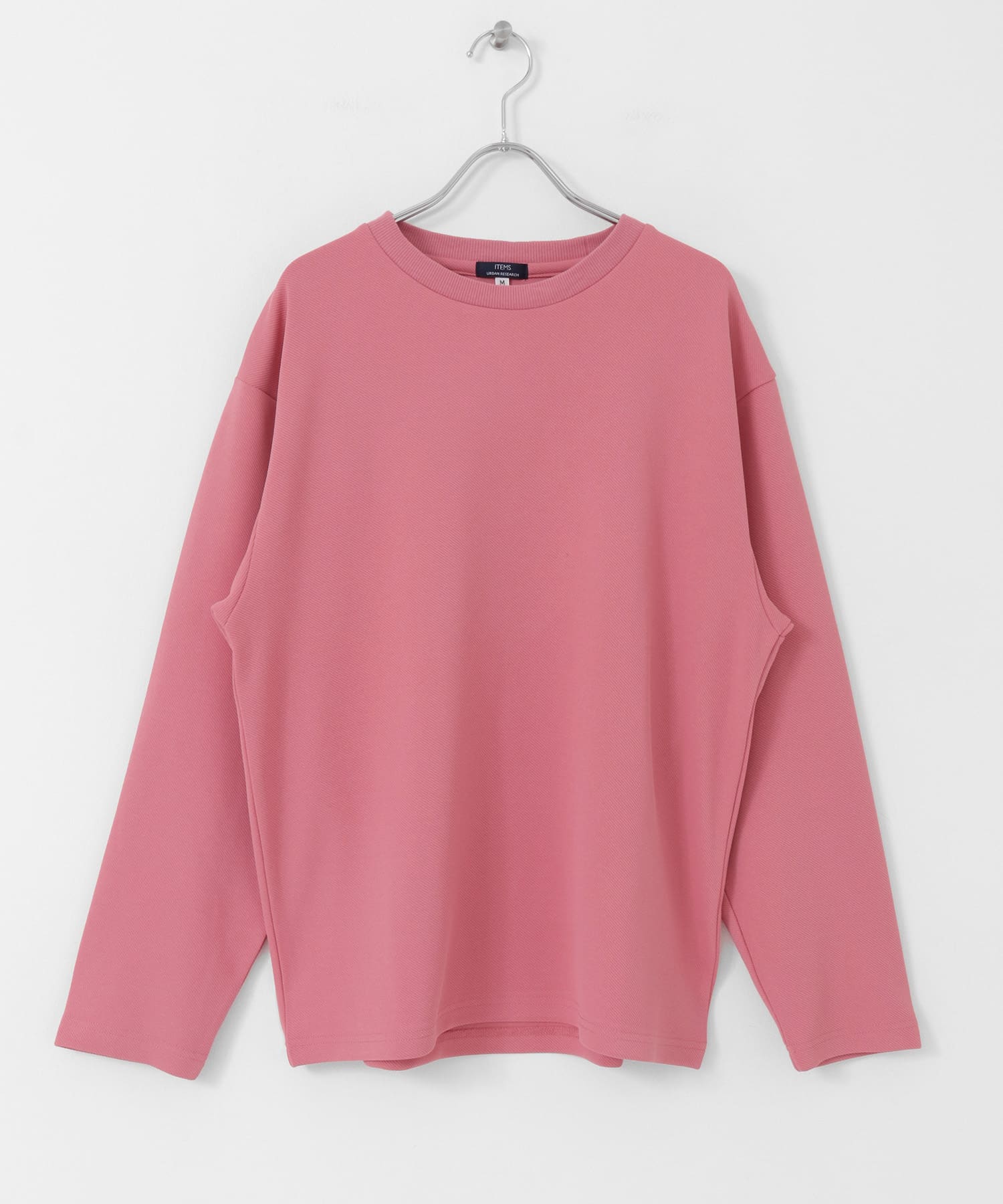 クルーネック ツイルカットソー+ロングTシャツ 2セット PNK M