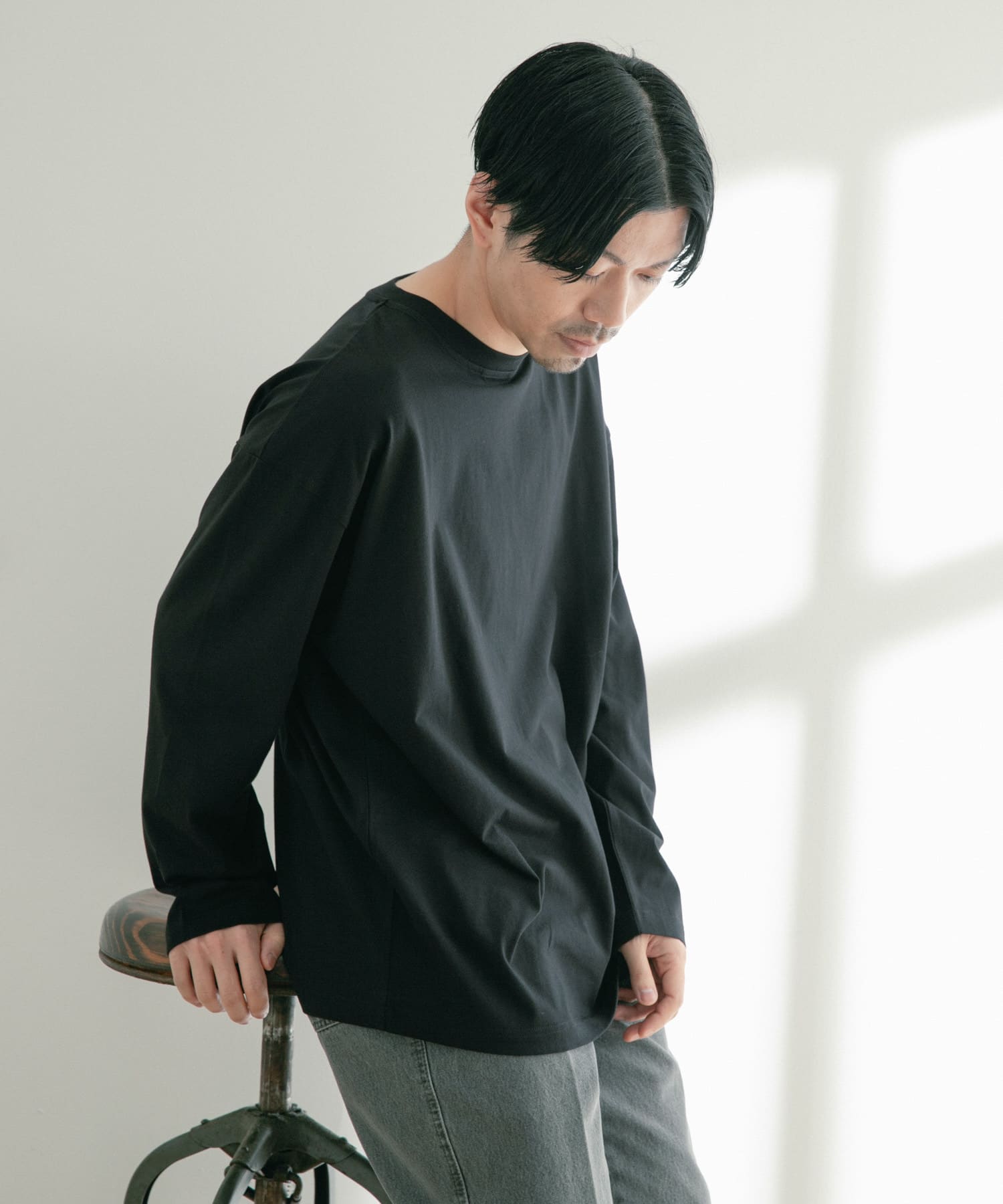 シルケットコットン ロングスリーブTシャツ(M BLK): トップス｜URBAN