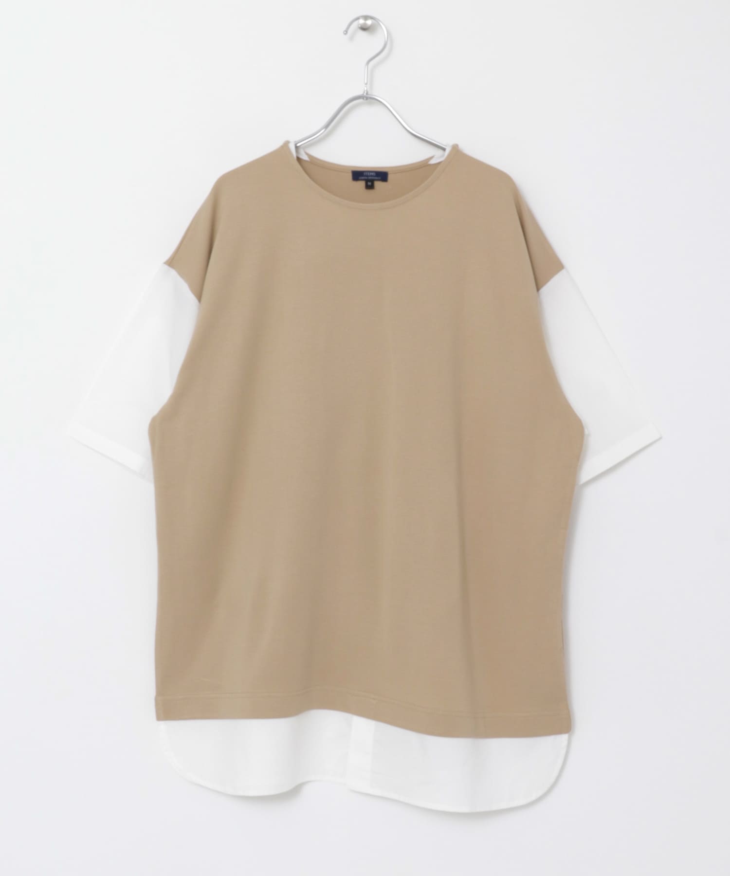 布帛切替レイヤードクルーネックトップス BEG M