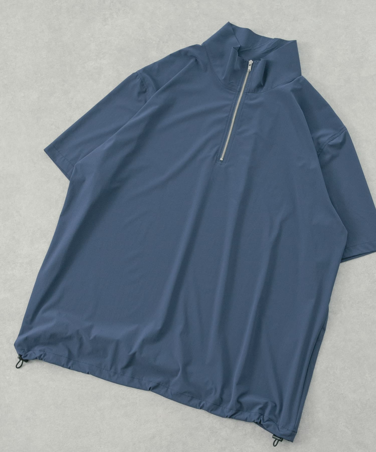 シルキーナイロンハーフZIP多機能トップス NVY M
