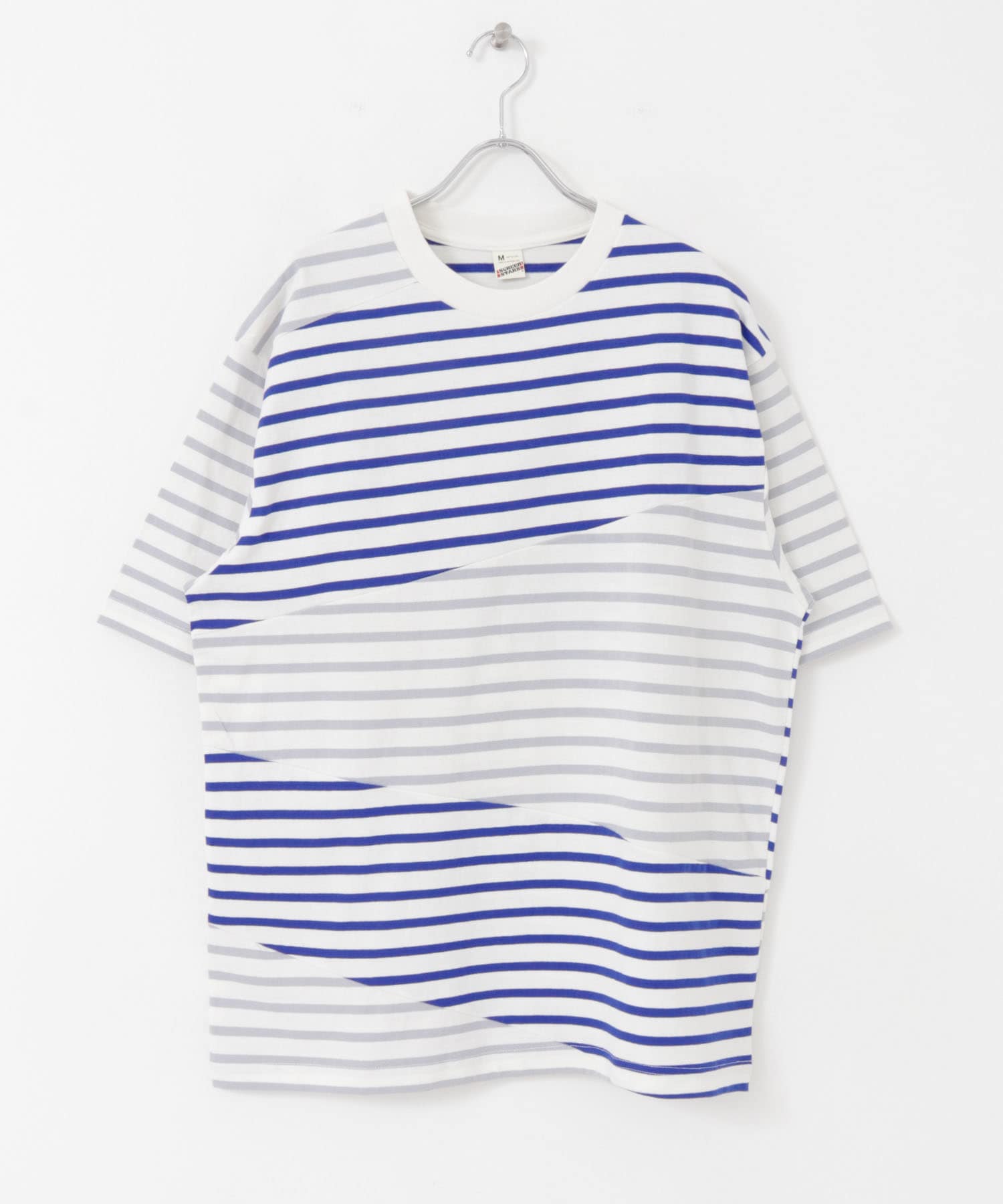 クレイジーボーダーショートスリーブTシャツ GRY×BLU M