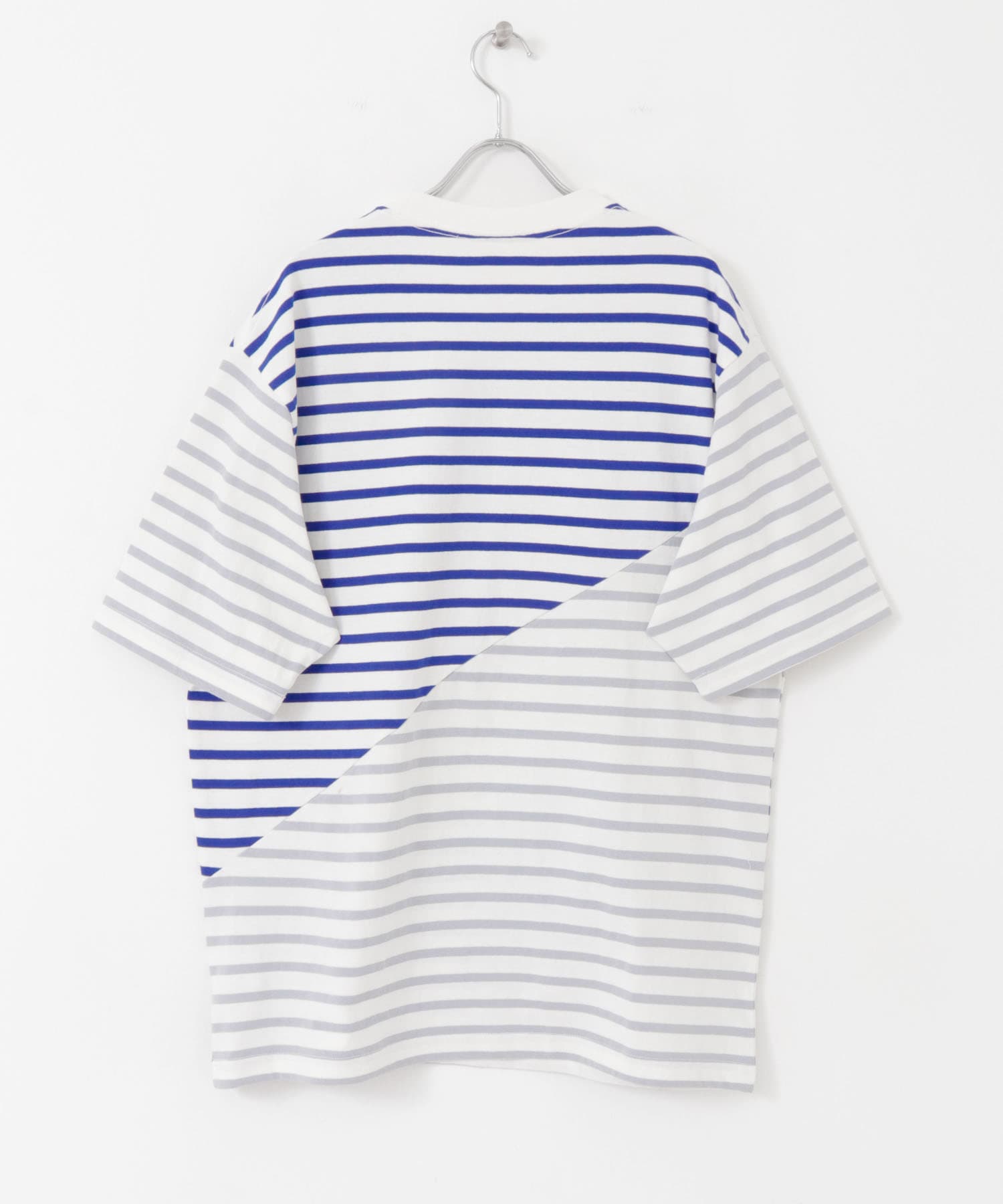 クレイジーボーダーショートスリーブTシャツ GRY×BLU M