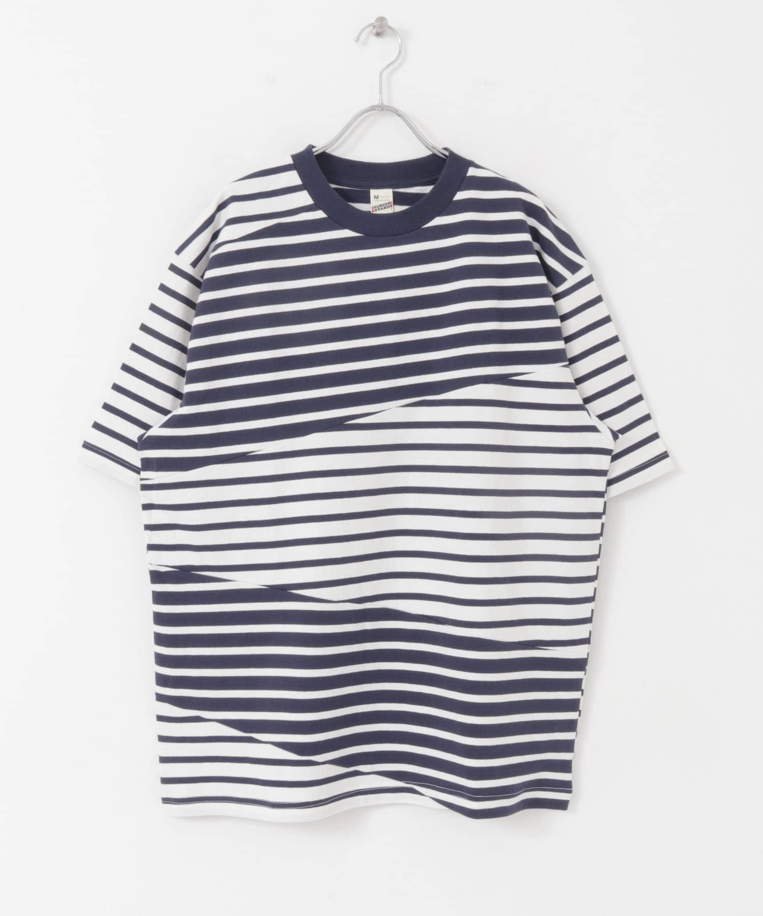 クレイジーボーダーショートスリーブTシャツ NVY×WHT M