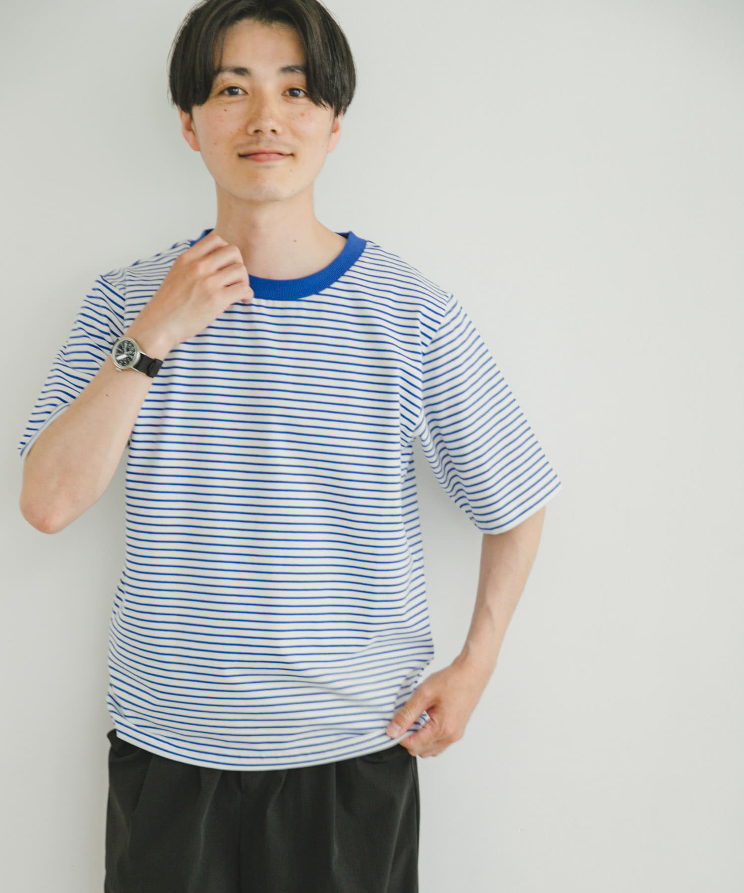 クルーネックハンソデTEE