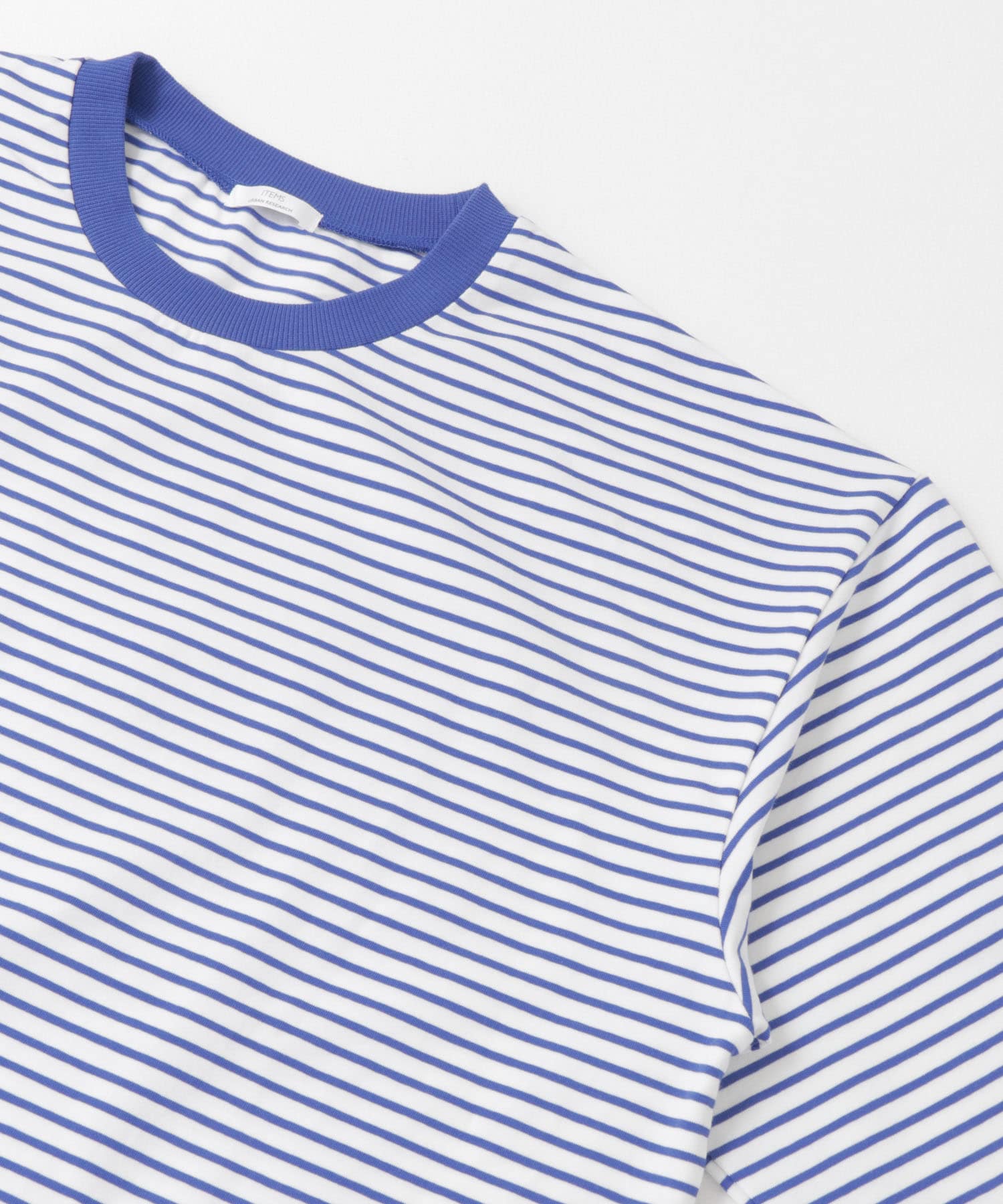 クルーネックハンソデTEE WHT×BLU S