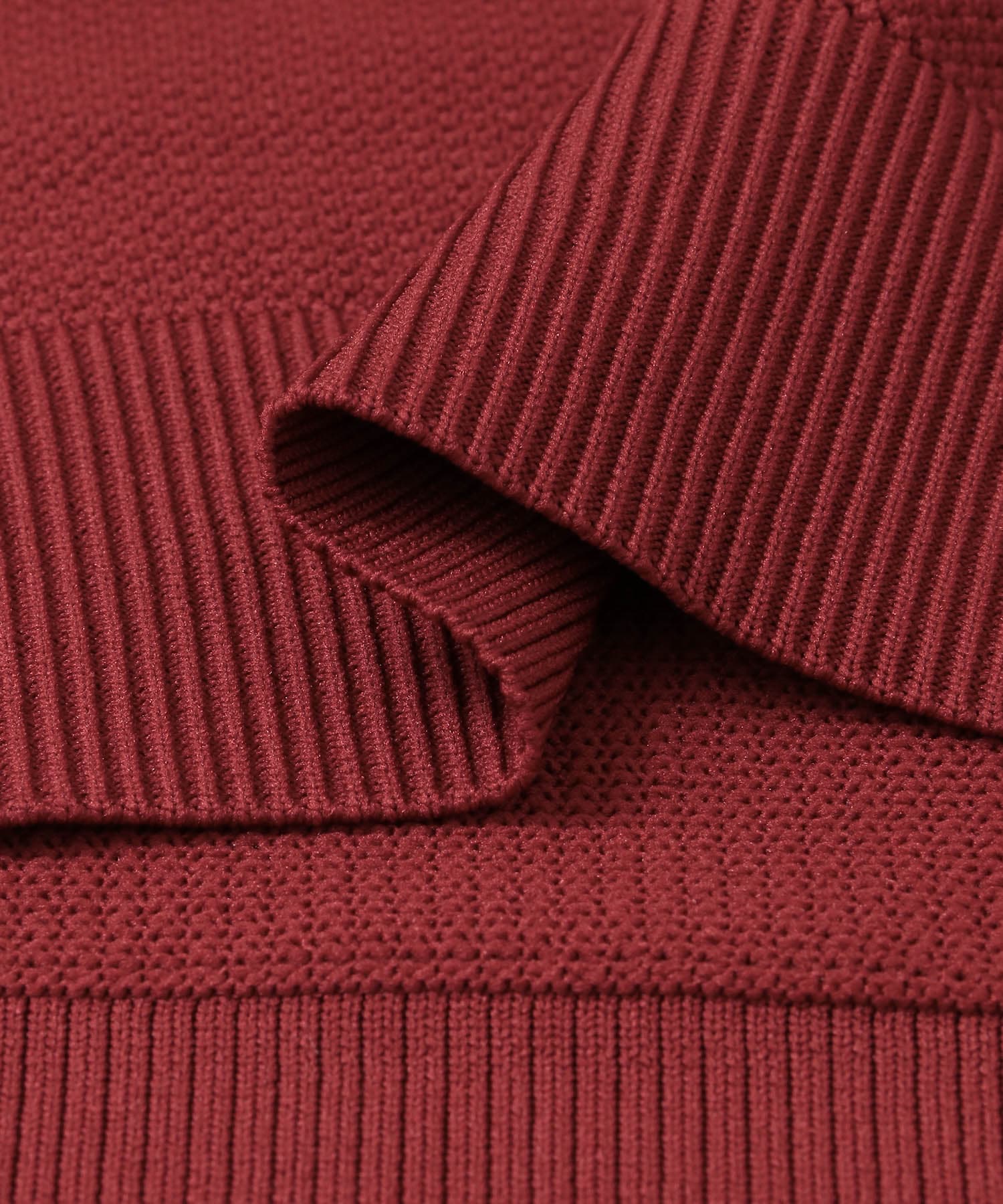 衿ライン メッシュクルーネック プルオーバー RED M