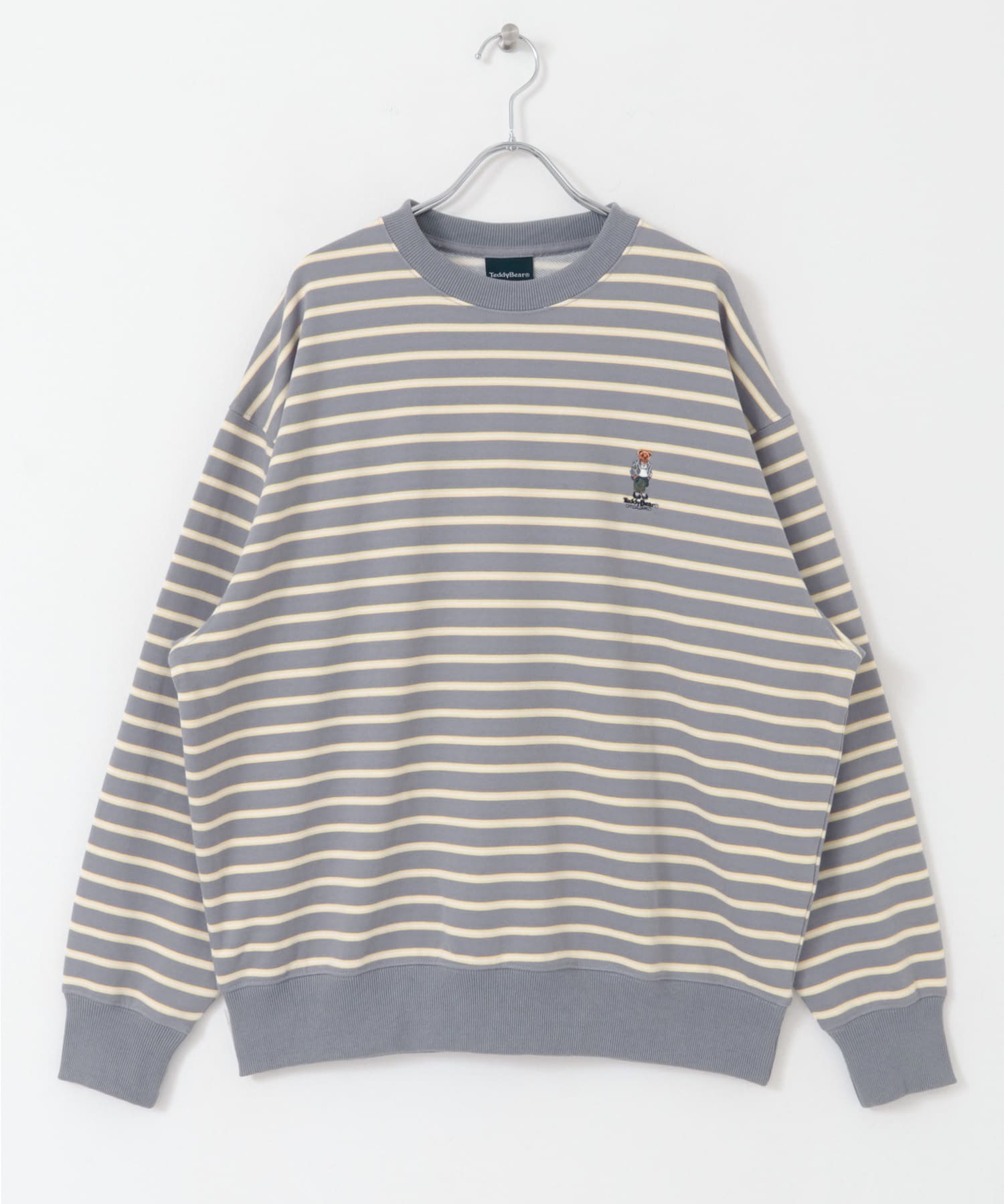 TEDDY BEAR ボーダー スウェットプルオーバー GRY×YEL M