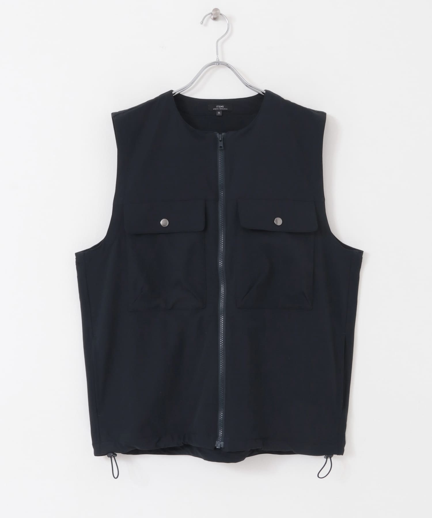 撥水×ストレッチ ナイロンノーカラーベスト