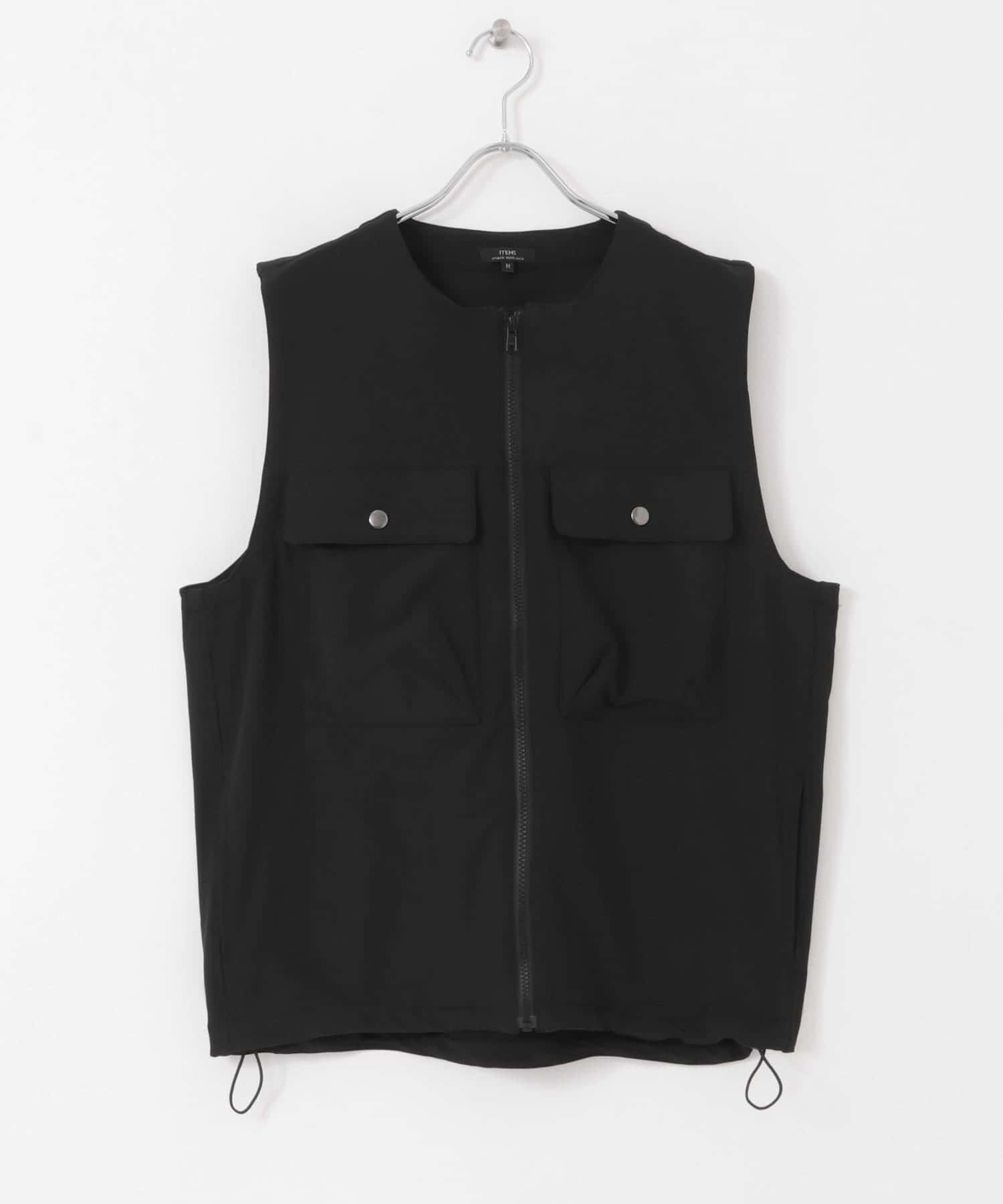 撥水×ストレッチ ナイロンノーカラーベスト(M NVY): トップス｜URBAN