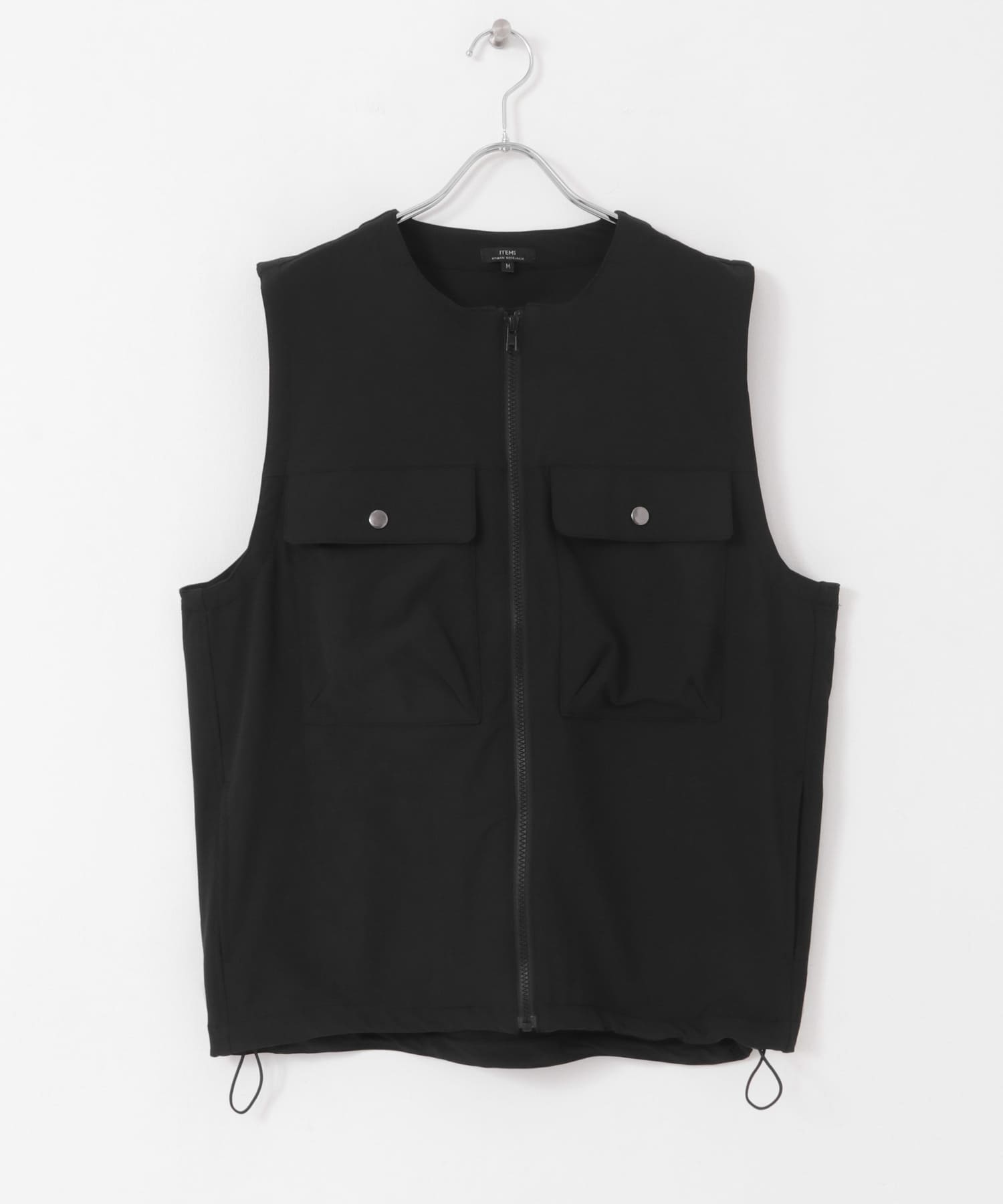 撥水×ストレッチ ナイロンノーカラーベスト