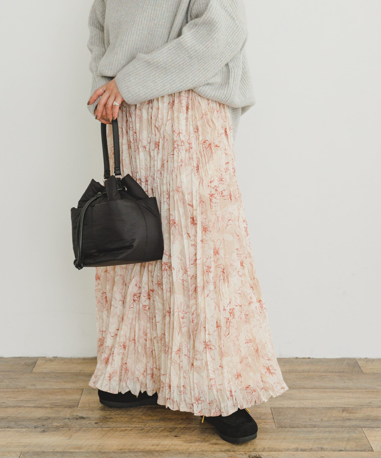 フラワープリントプリーツスカート