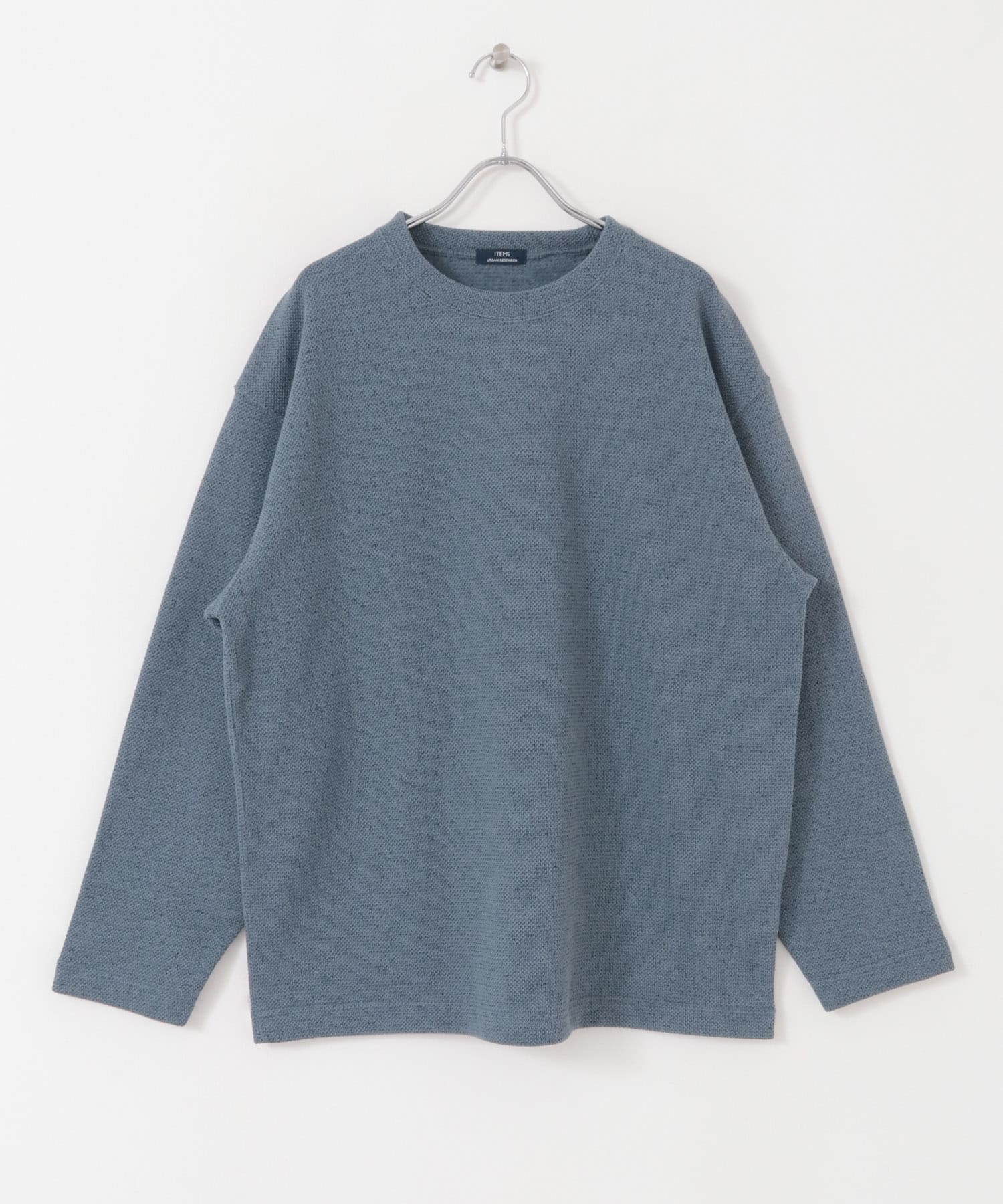 粗針WAFFLE裏起毛クルーネック トップス BLUEGRY M