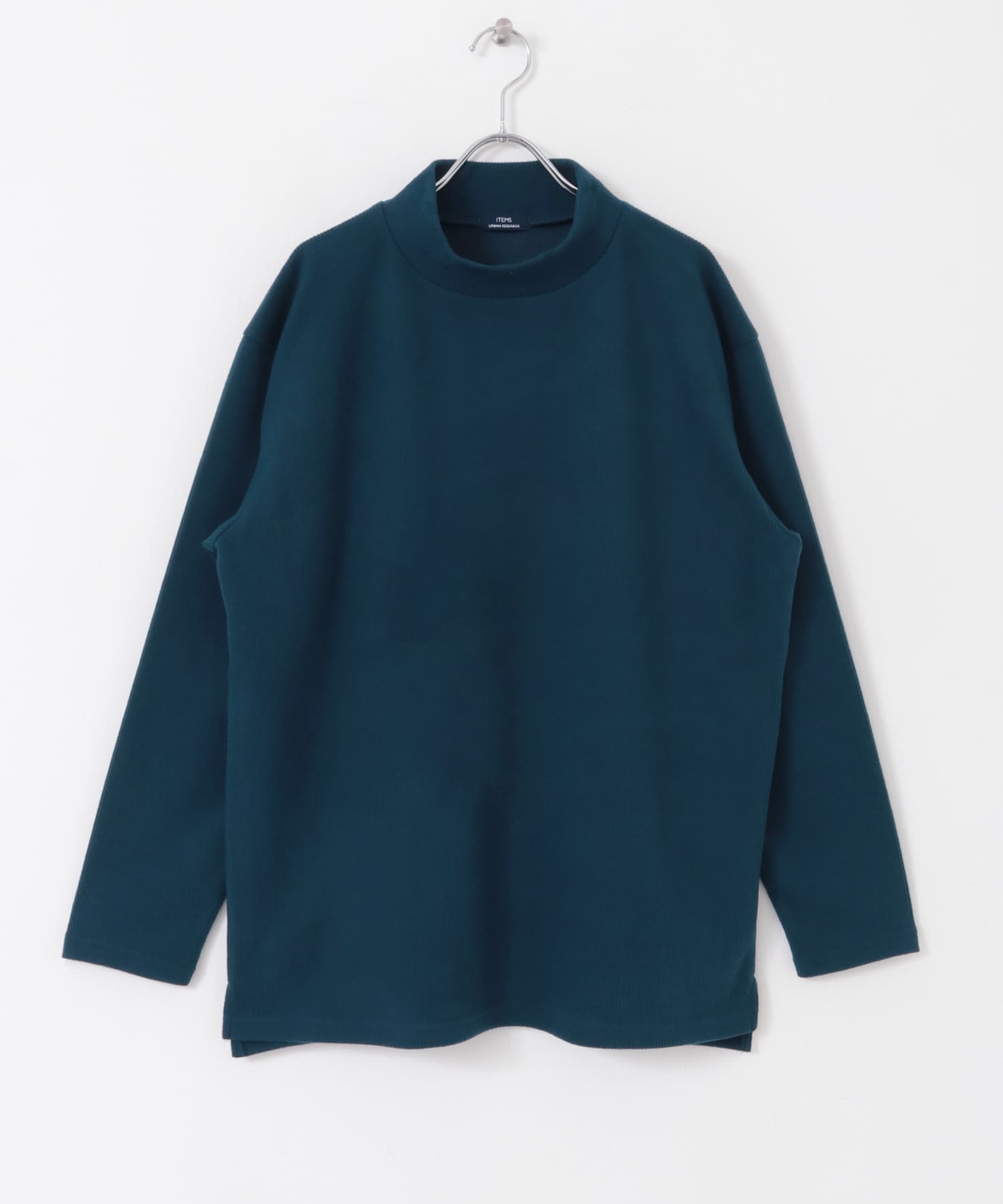 ハイネックリブカットソー BLU M