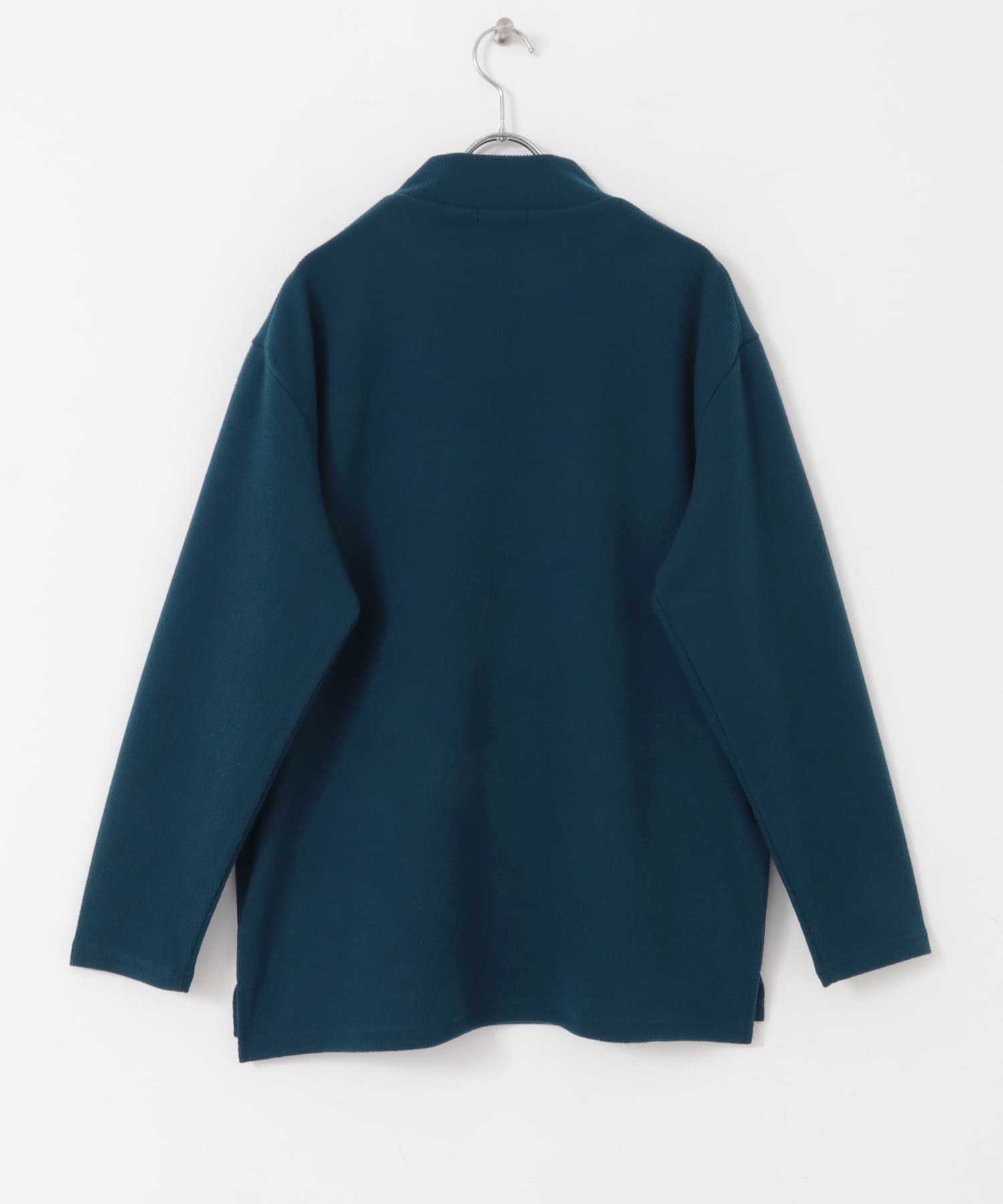 ハイネックリブカットソー BLU M