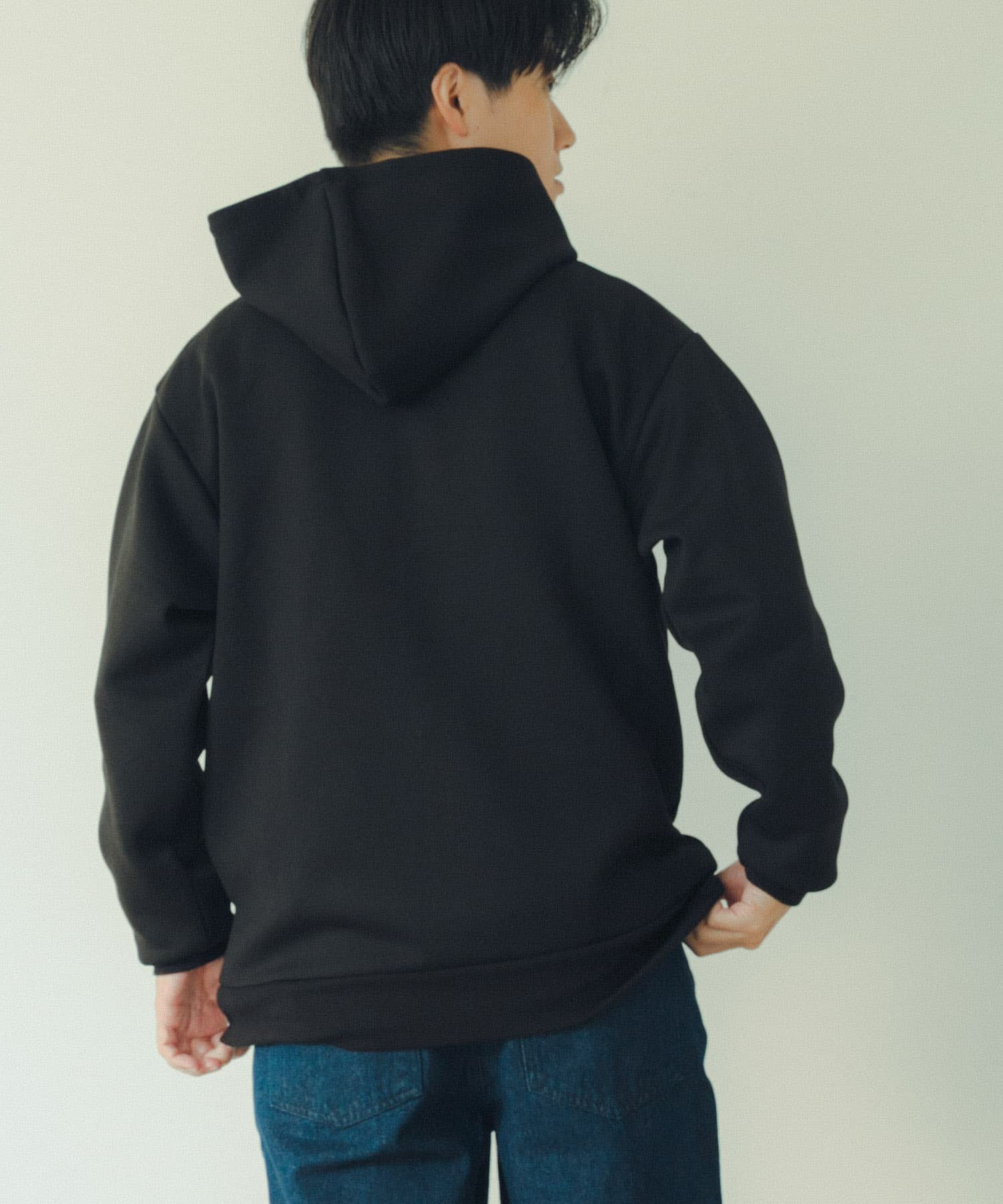 TRストレッチダンボール プルオーバーパーカー BLK M