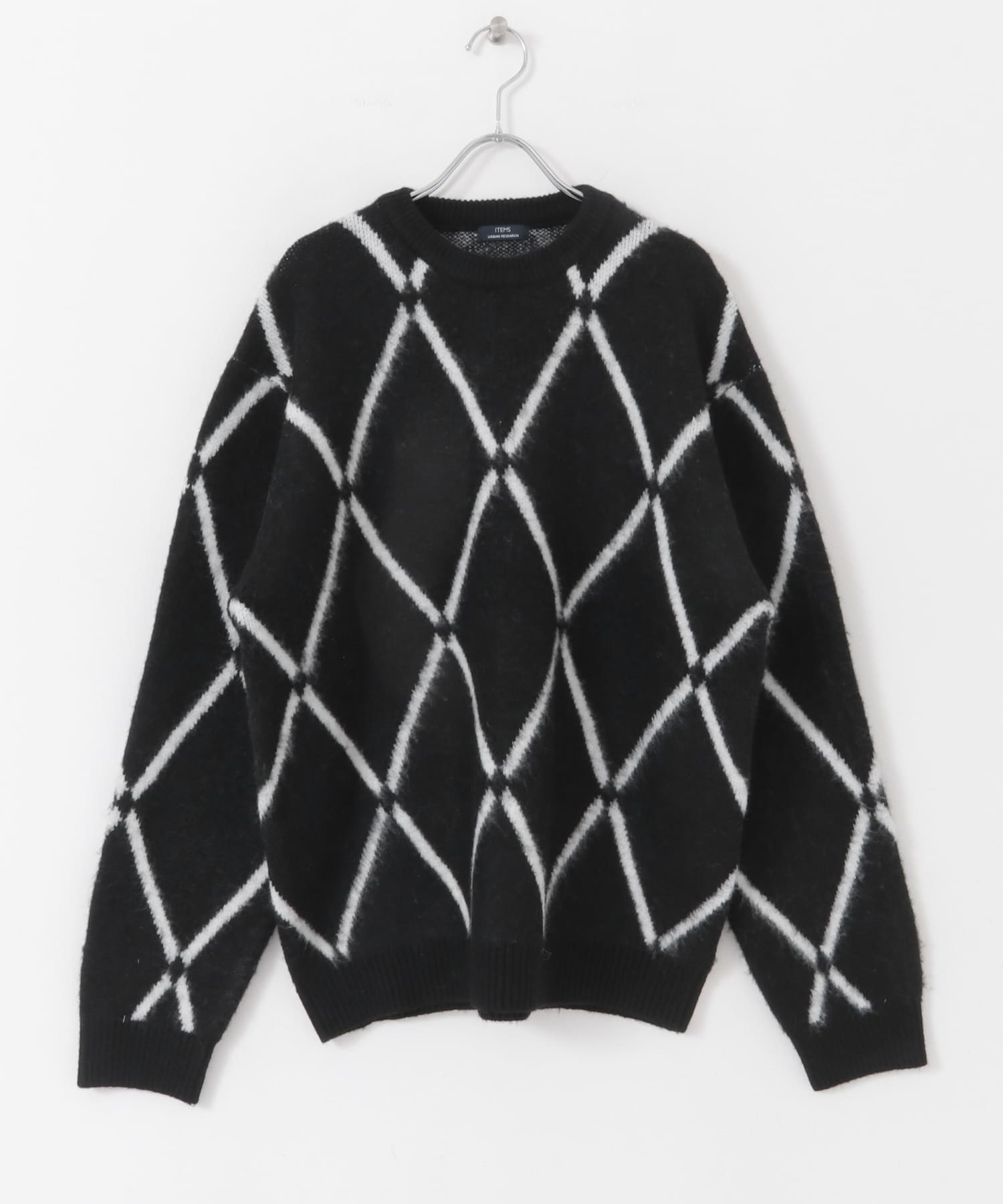 ウォッシャブル ラインダイヤ シャギーニット BLK M